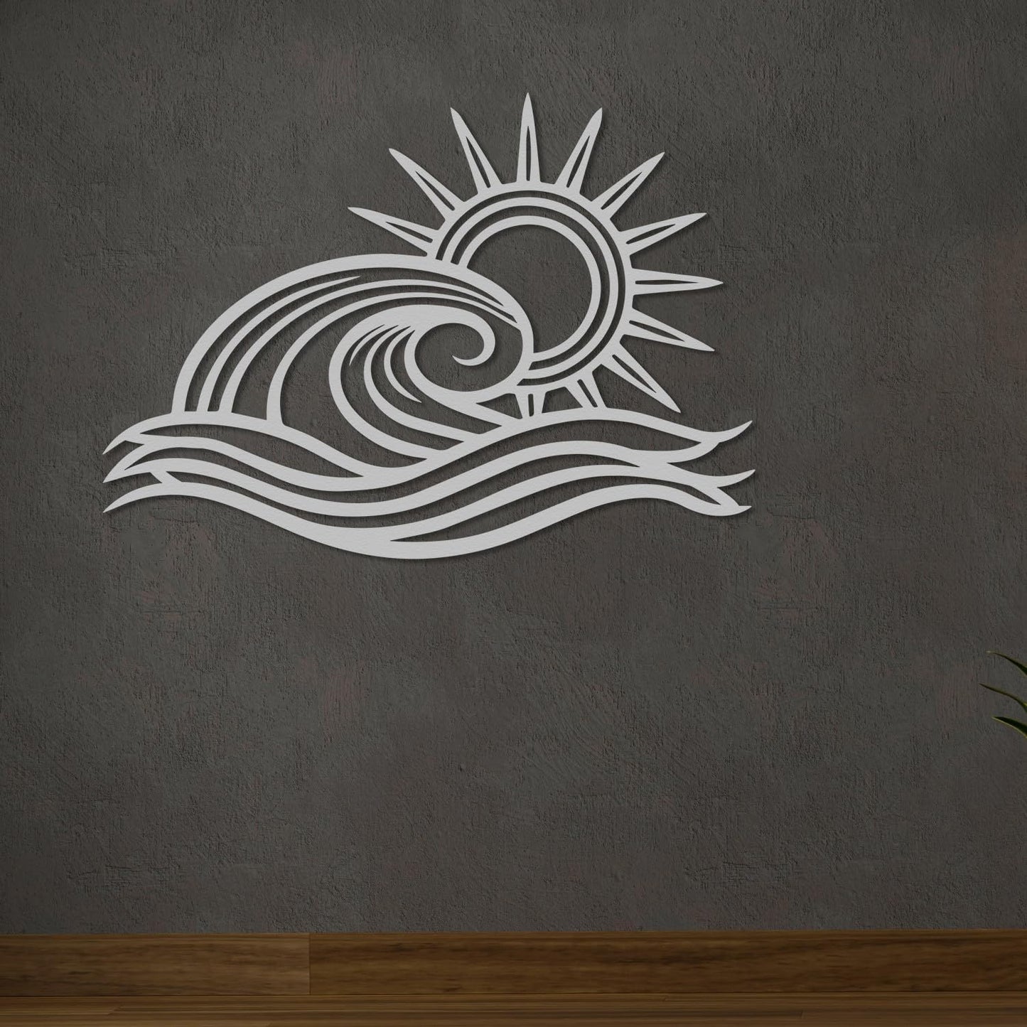 Wita Home Ocean Wave Metal Wall Art, Sun Beach Decor, Coastal Large Wall Sculpture for Home, Indoor/Outdoor Use, Nautical Wall Hanging, Eye-Catching Addition to Living Room (White, 18 x 11 inches)