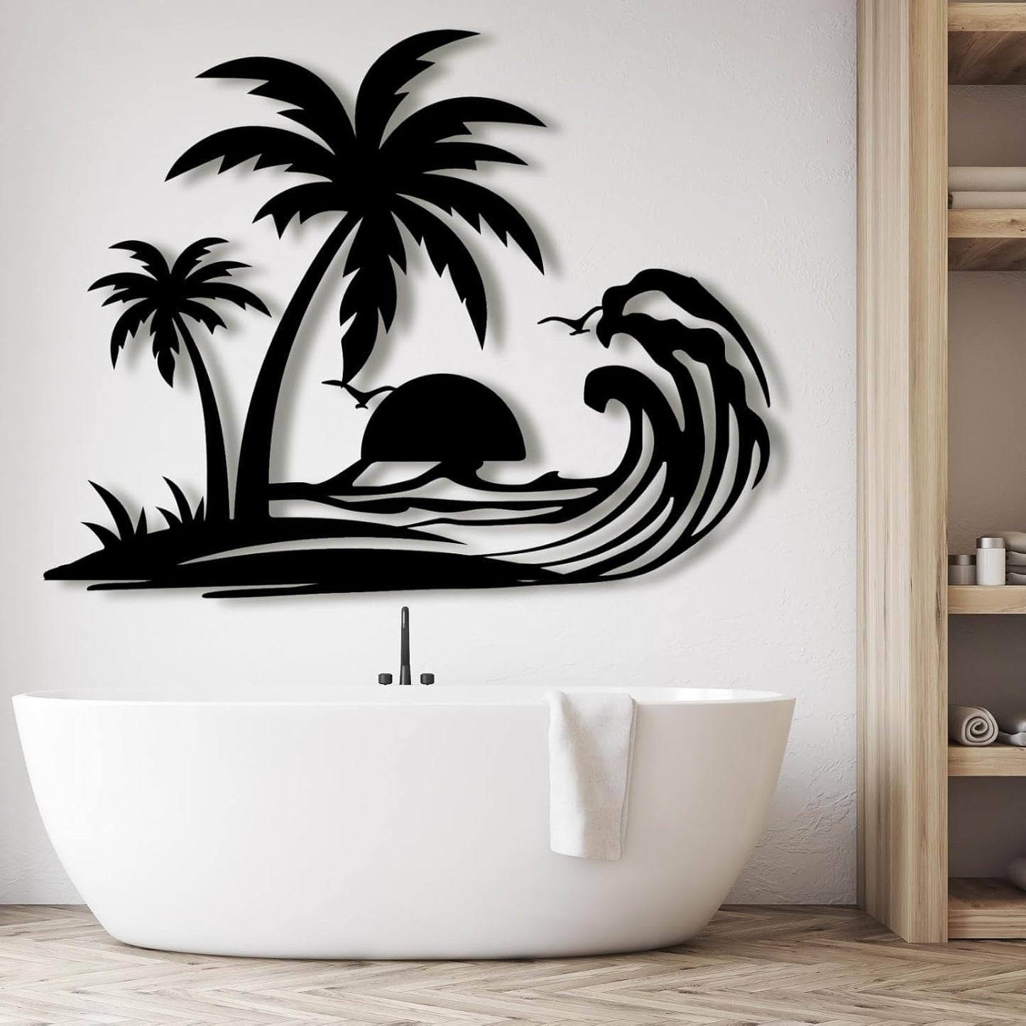 Palm Tree Metal Wall Decor,Palm Tree Metal Wall Art,Metal Palm Tree,Metal Palm Tree Wall Decor,Tropical Metal Wall Art,Beach Wall Decort,Metal Wall Decor (style 1,black,28 L" x 22 W" / 70 x 55 cm)