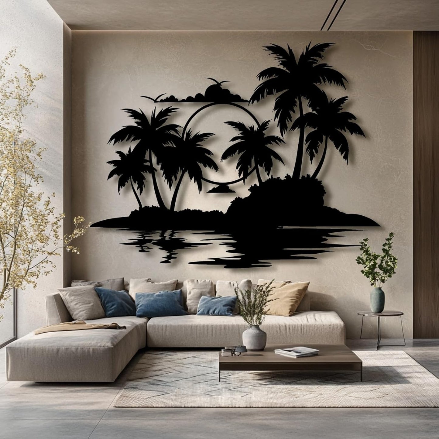 Palm Tree Metal Wall Decor,Palm Tree Metal Wall Art,Metal Palm Tree,Metal Palm Tree Wall Decor,Tropical Metal Wall Art,Beach Wall Decort,Metal Wall Decor (style 2,white,19 L" x 14 W" / 47 x 37 cm)