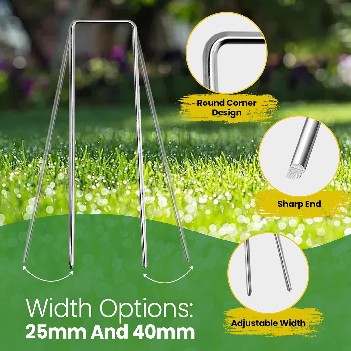 Landscape Staples Galvanized 4 Inch 60 Pcs, Metal Garden Stakes 1.6 Inch, Garden Staples for Lawn 11 Gauge