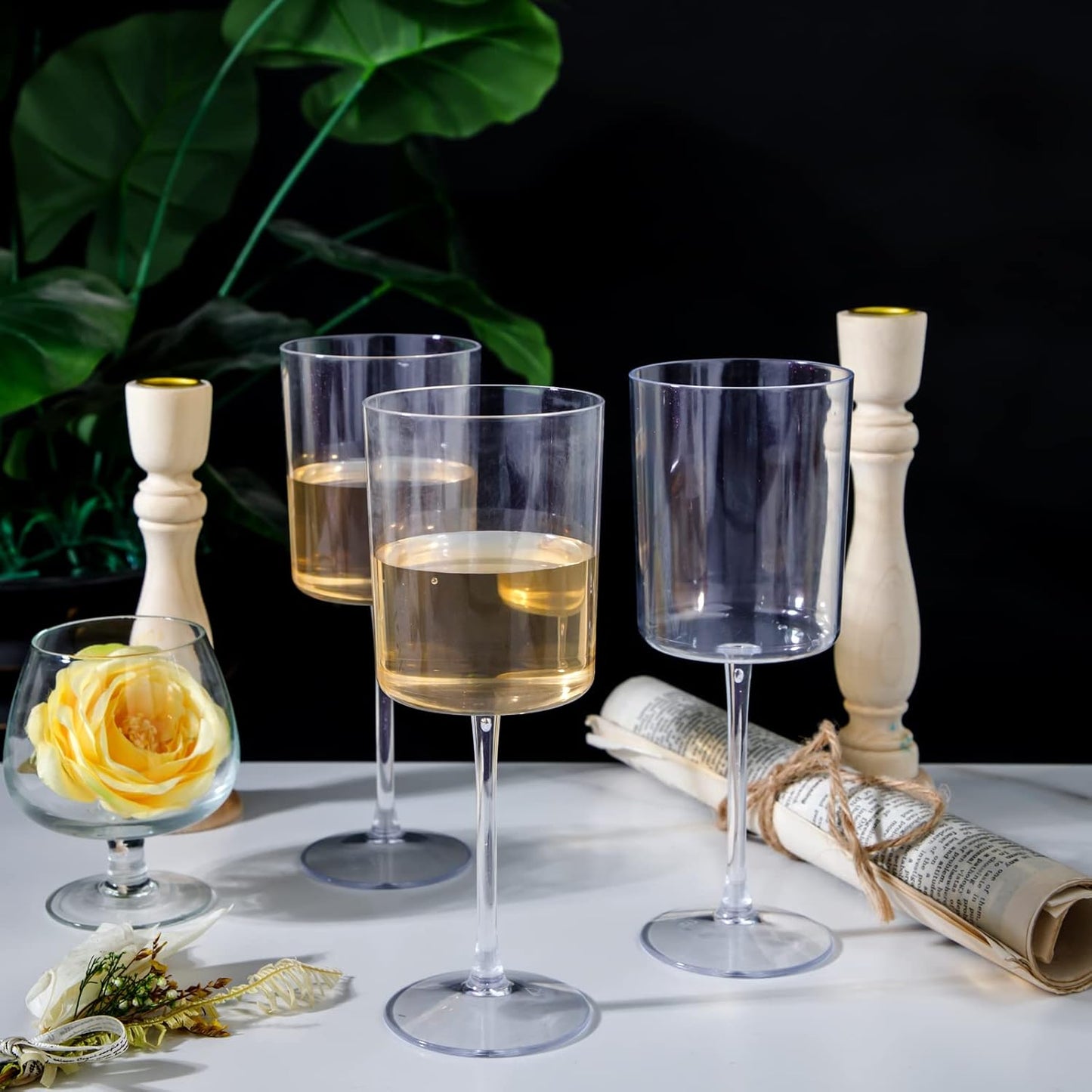 Ciaell 12 Pack Clear Plastic Wine Glasses - 10 Oz Disposable Wine Glasses with Stem for Parties & Weddings & Poolside & Outdoors & Camping
