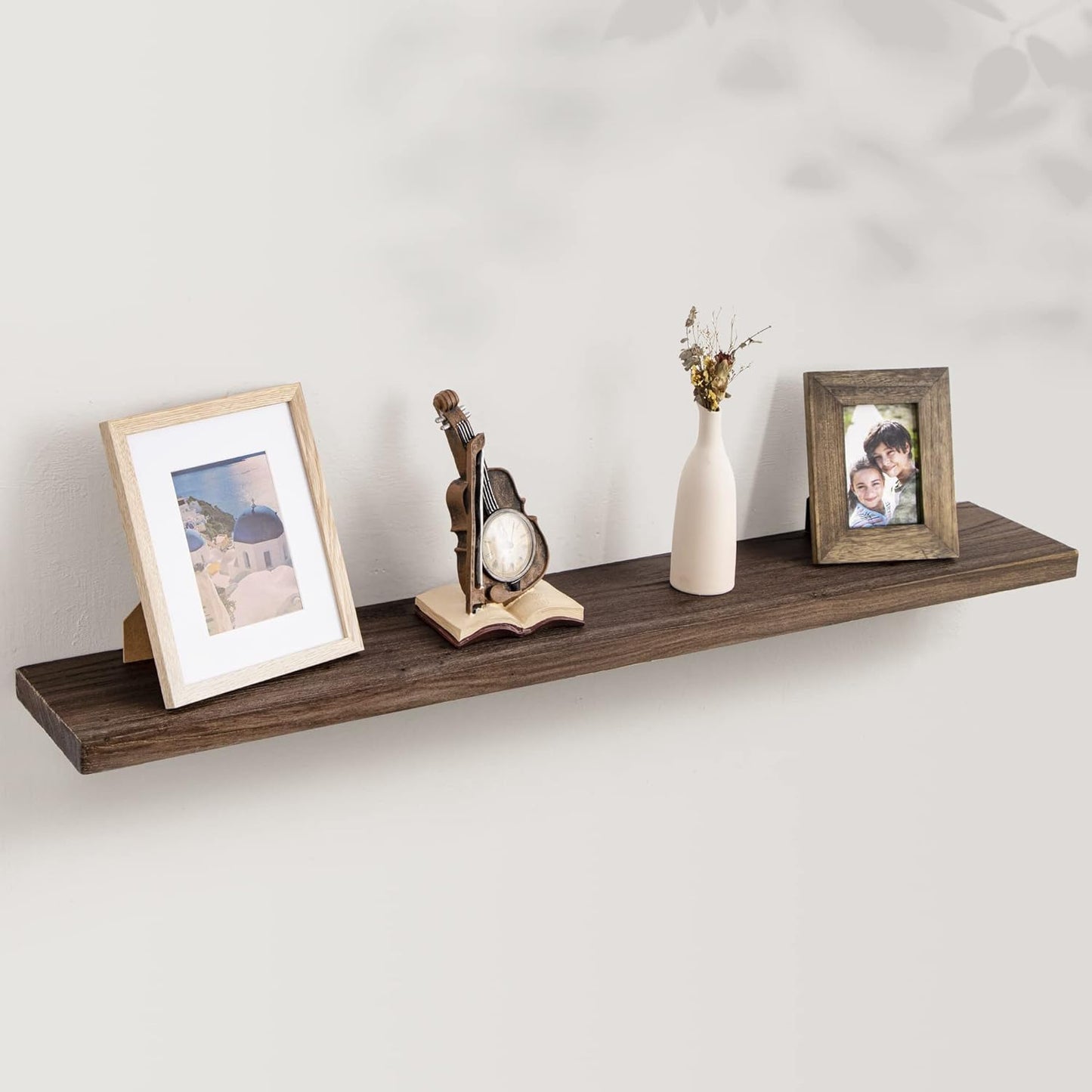 Axeman Floating Shelves for Wall, Rustic Elm Wood 48'' x 8" Deep Wall Shelf with Invisible Bracket, Large Long Wall Mounted Storage Shelves for Living Room, Bedroom, Kitchen, Bathroom Decor, Walnut