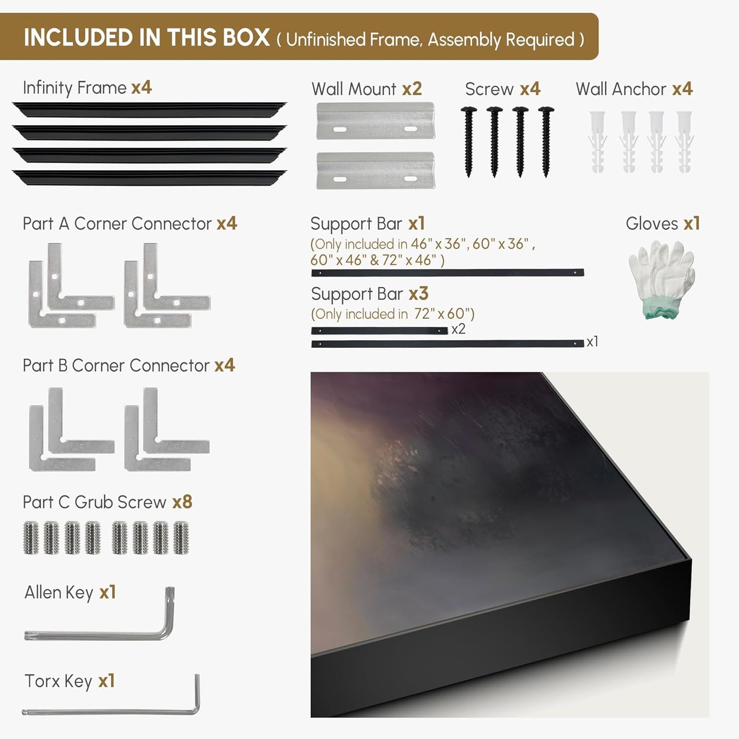 SIGNWIN 46"x60" Extra Large Framed Wall Art Golden Light River Path Dreamy Impressionist Landscape Illustration for Home Living Room Bedroom Decor (Frame Assembly Required)