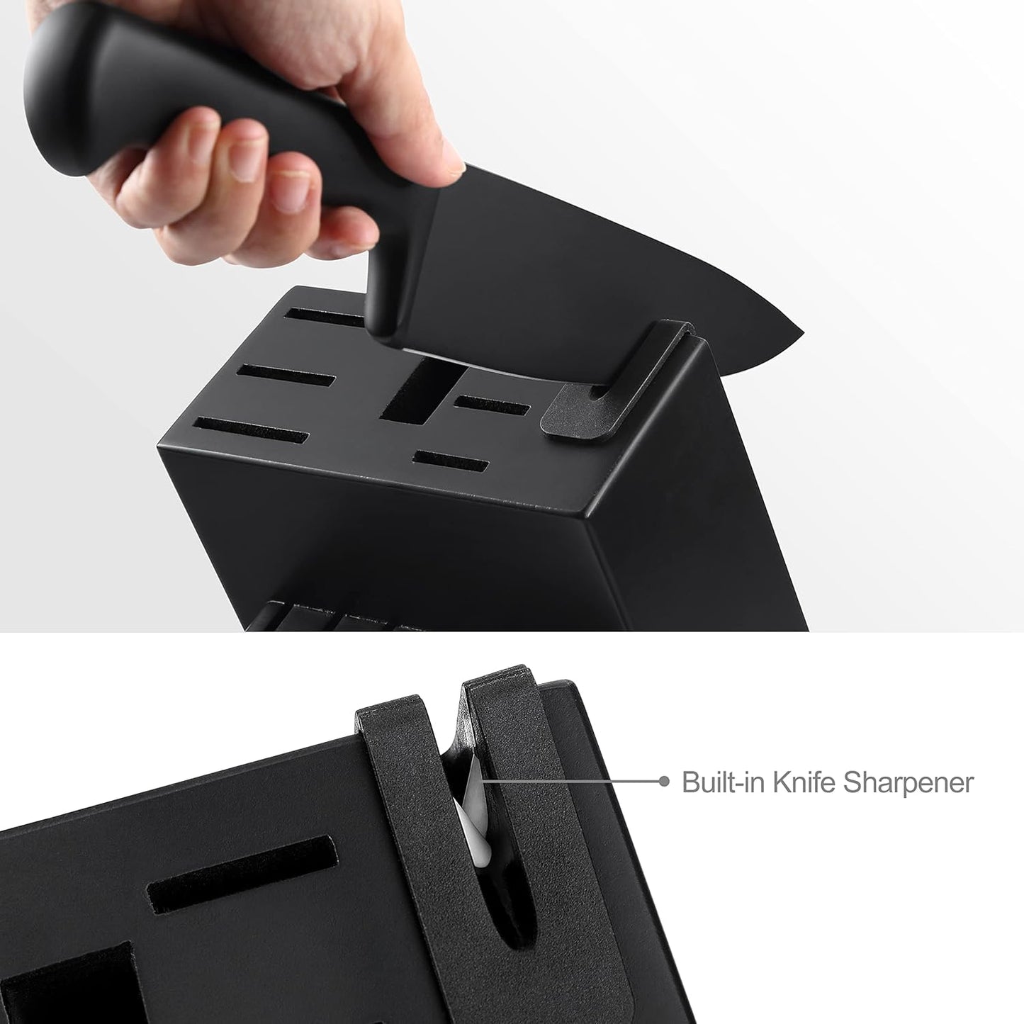 McCook® Knife Sets,German Stainless Steel Knife Block Sets with Built-in Sharpener, Black