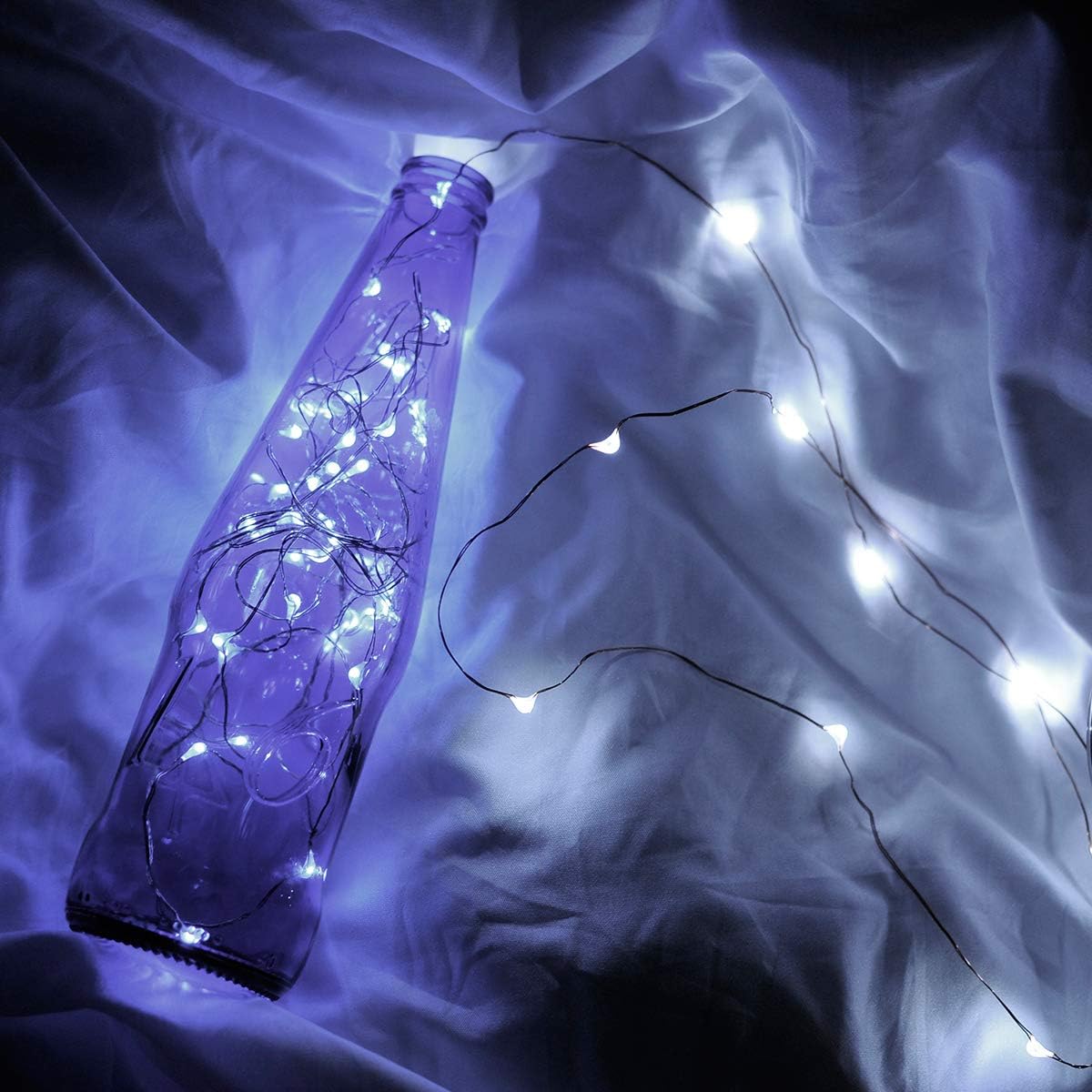 Led Fairy Lights Battery Operated, 1 Pack Mini Battery Powered Copper Wire Starry Fairy Lights for Bedroom, Christmas, Parties, Wedding, Centerpiece, Decoration (5m/16ft Cool White)