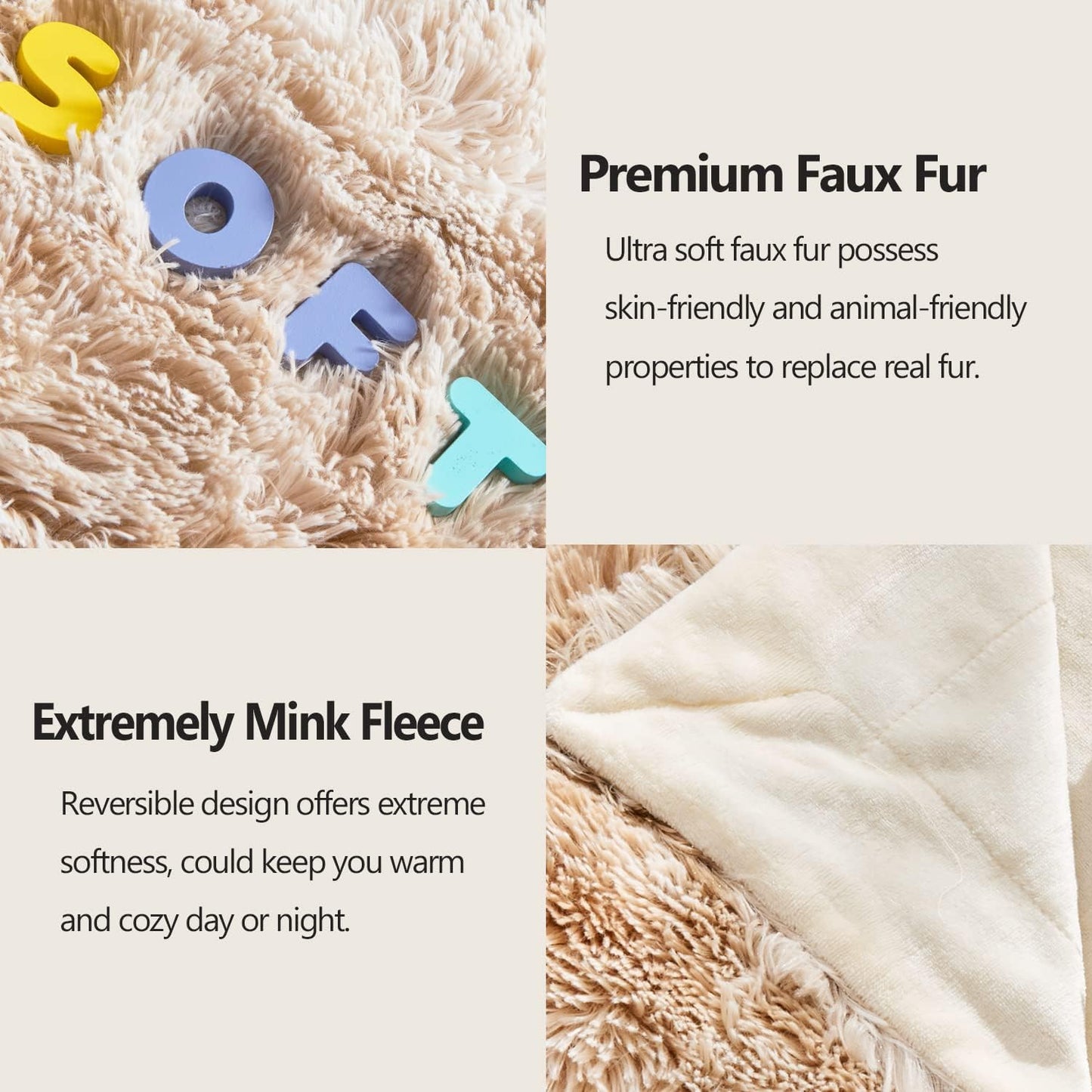 GONAAP Fuzzy Faux Fur Throw Blanket Twin Size Tie-dye Beige Super Soft Cozy Plush Fuzzy Shaggy Blanket for Couch Sofa Bed (Tie-dye Beige, Twin(60"x80"))