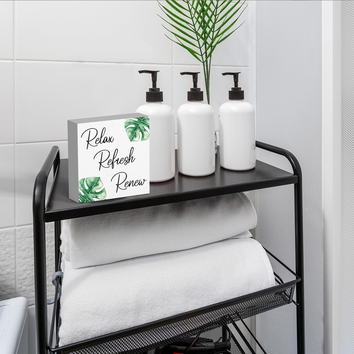 Boho Bathroom Decor, Funny Bathroom Decor, Funny Bathroom Wall Art, Black and White Bathroom Decor, Bathroom Decor for Shelves, Wooden Box Decor Sign for Home Farmhouse Office Living Room Table Shelf