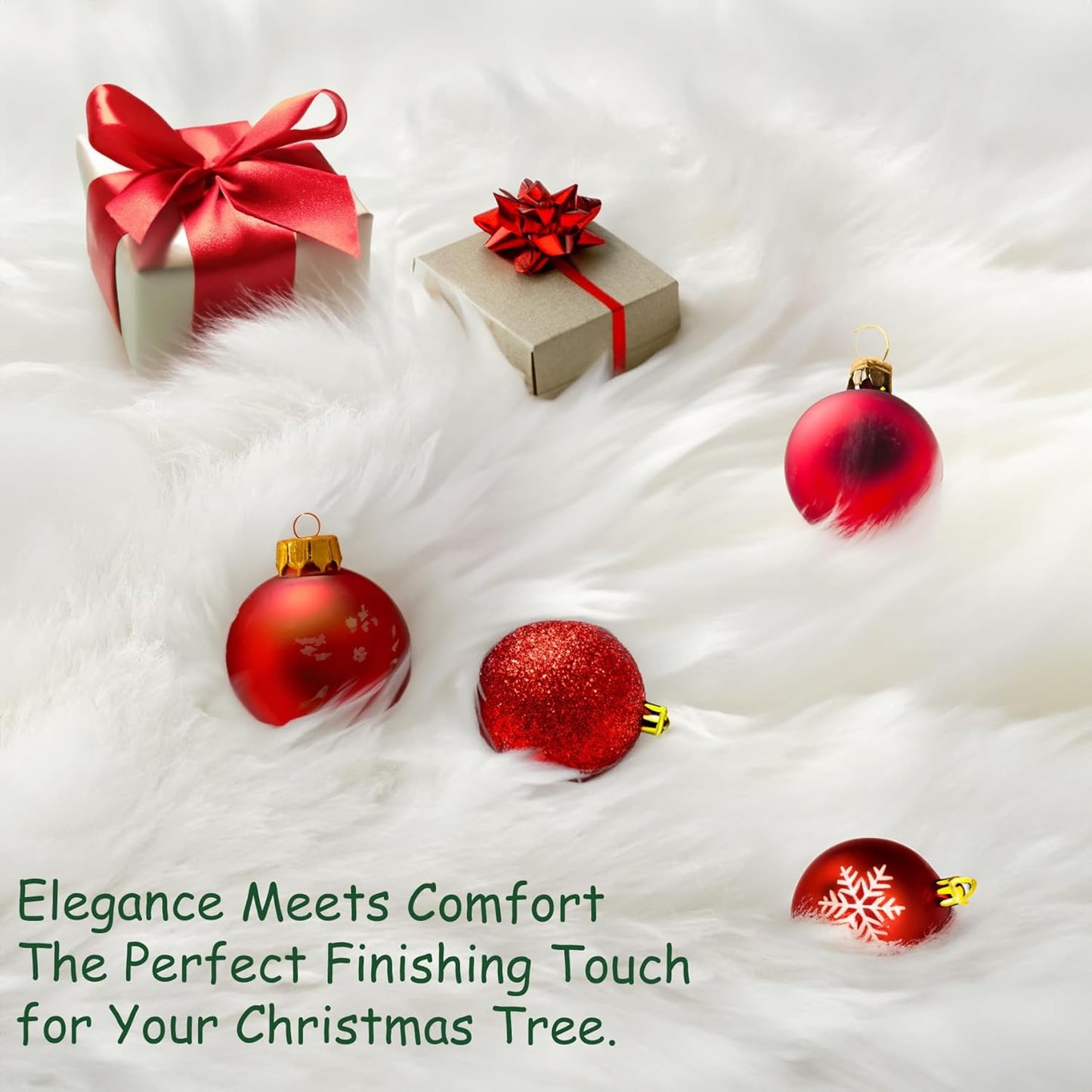 AOGU 30 Inch Faux Fur Christmas Tree Skirt White Plush Skirt for Merry Christmas Party Christmas Tree Decoration