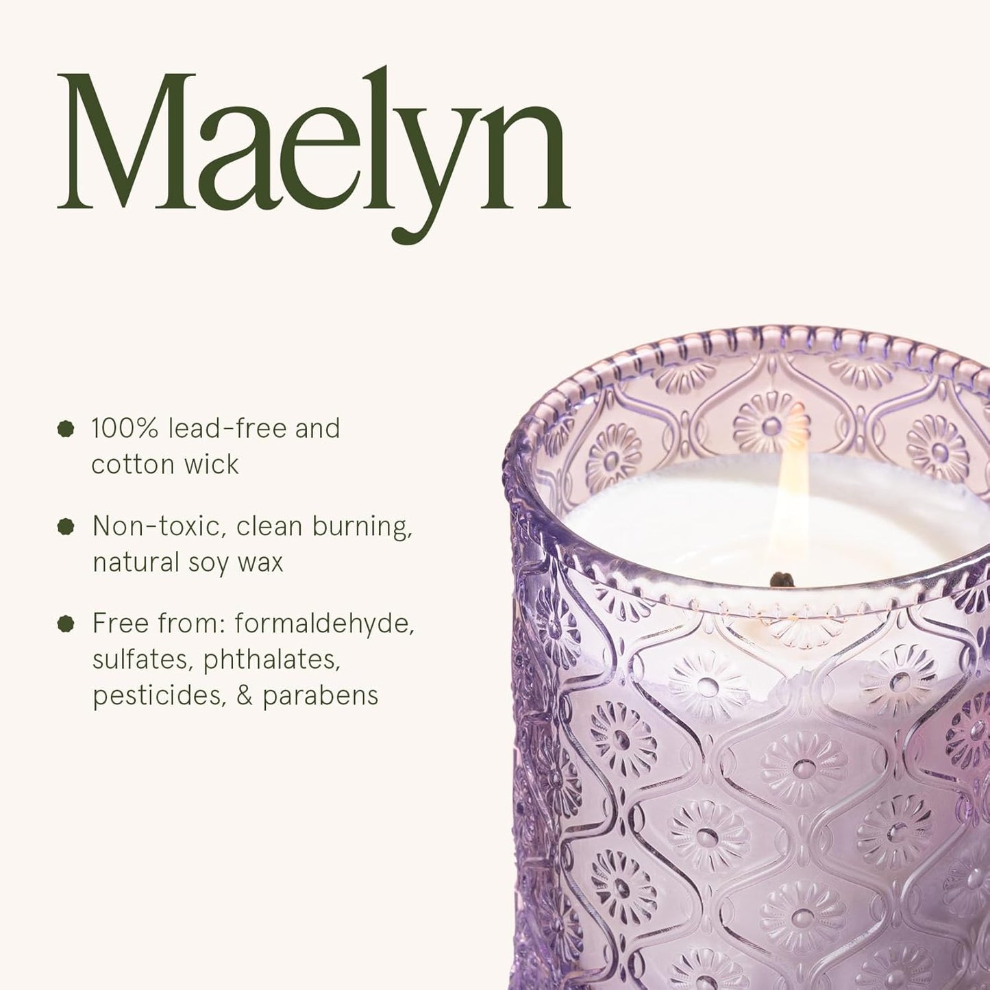LA JOLIE MUSE Jardin de Lavender Scented Candle - Coconut, Lavender & Sandalwood | 6 oz Natural Soy Wax | 40 Hours Clean Burn | Aromatherapy Candle for Relaxation | Elegant Home Decor