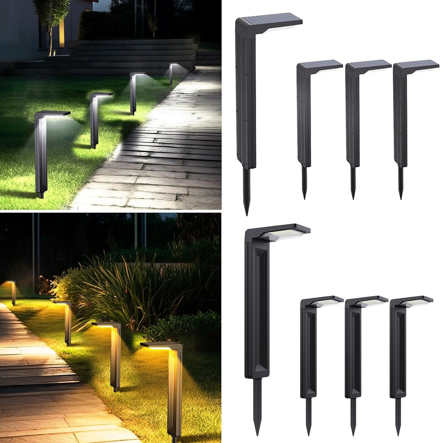 Sunvivo Solar Path Lights,2 Modes(Cold White or Warm White),Bright Solar Path Light Outdoor Waterproof,Perfect Elegant Guide Light or Deco for Yard,Garden,Lawn,Sideway,Driveway,Outdoor Event(8Pack)