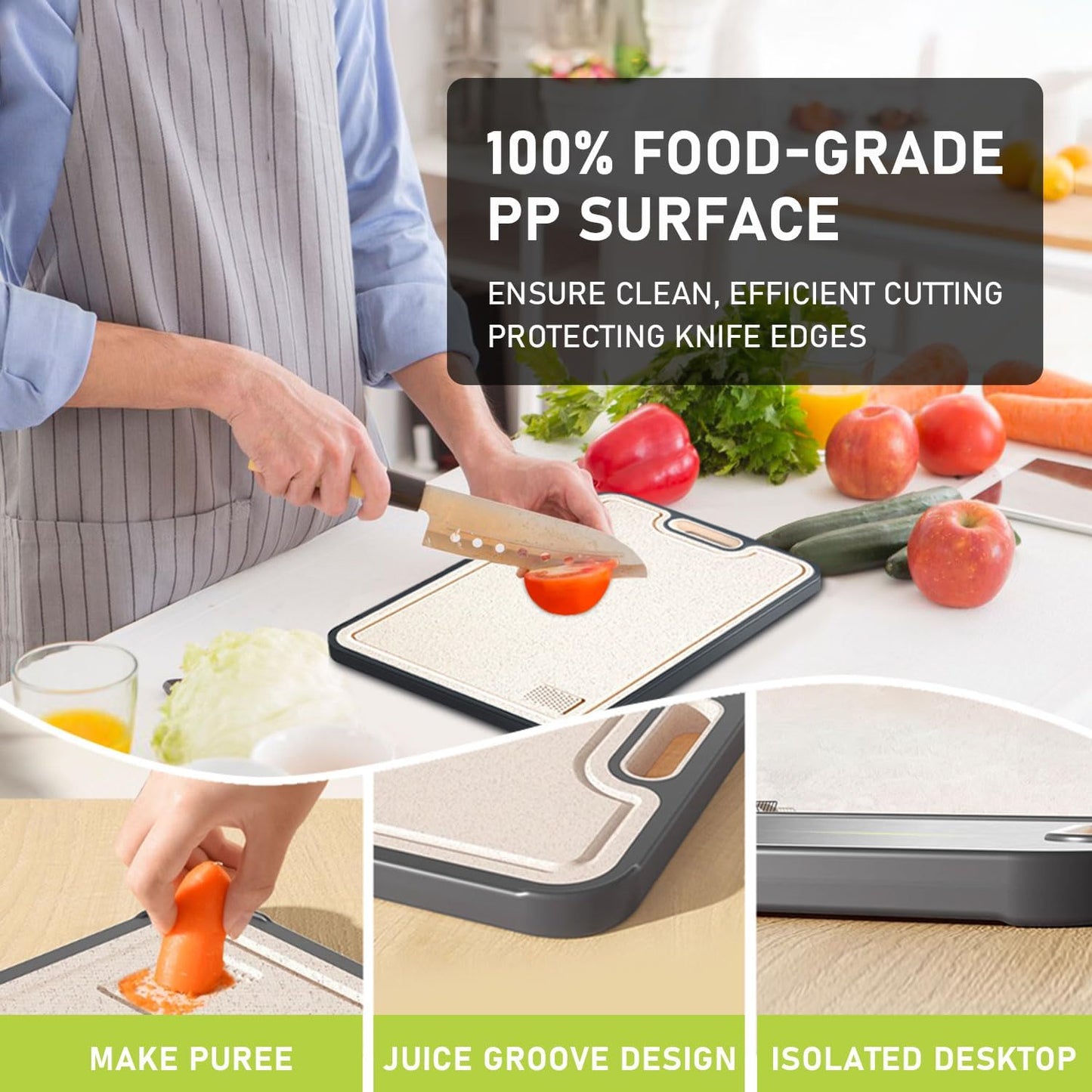 FIRE HIVE Kitchen Stainless Steel Cutting Board,Double-Sided Multi-Functional Cutting Boards,Large Cutting Board Made of Stainless Steel & Platycodon, 16*11 inches Safe Kitchen Cleaning Cutting Boards