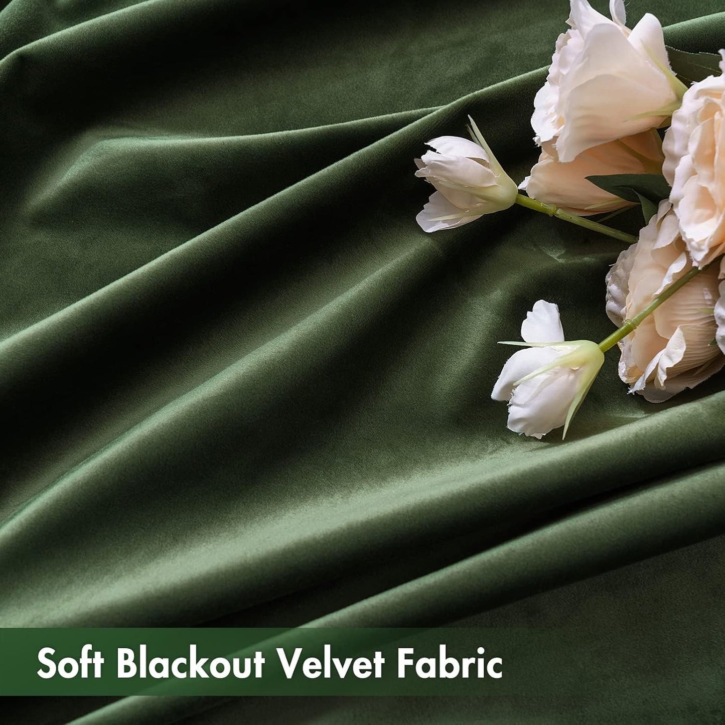 MIULEE Olive Green Velvet Curtains Thermal Insulated Blackout Curtain Drapes for Bedroom Living Room Darkening 105 Inches Long Curtains Panels Rod Pocket Set of 2