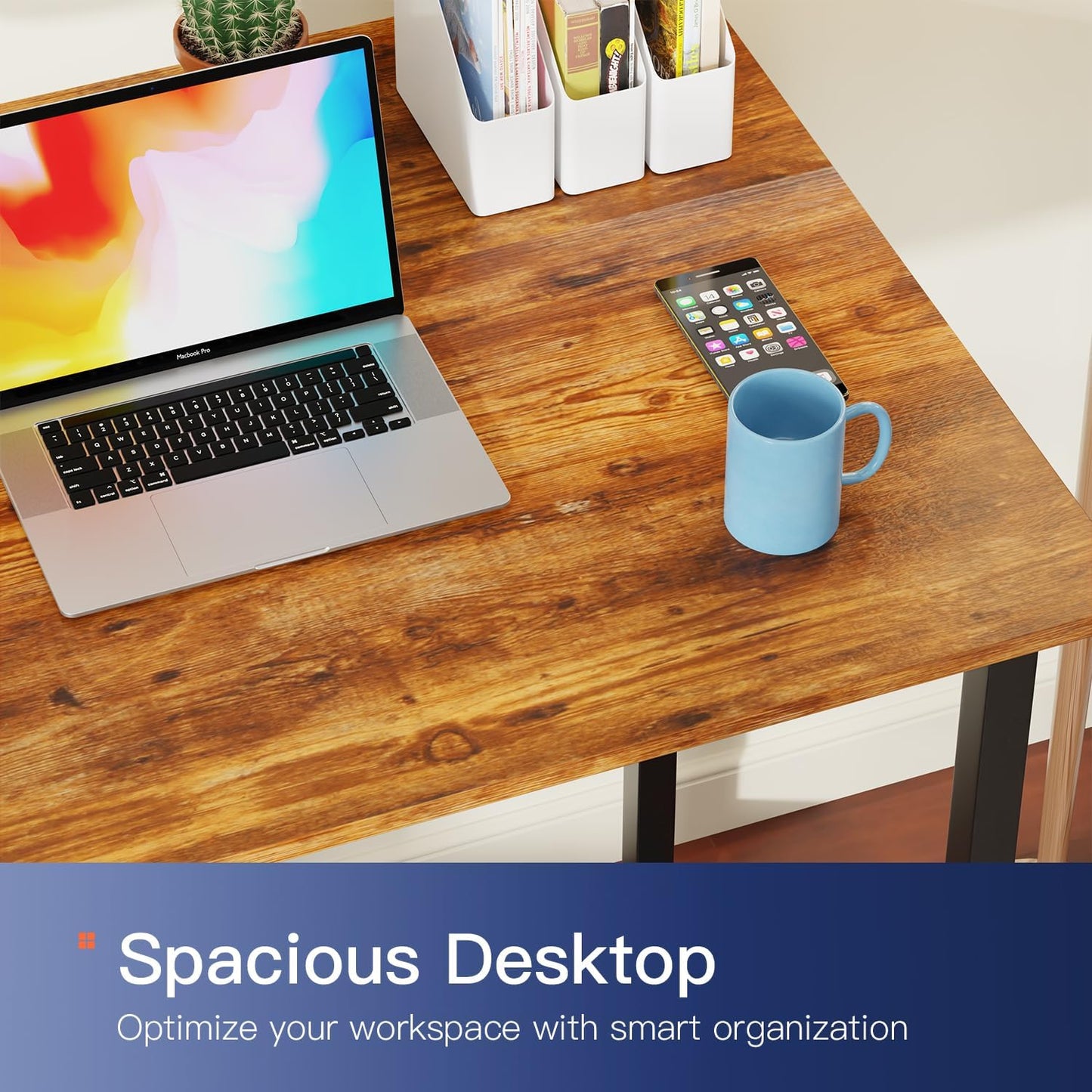 PayLessHere | 32 Inch Computer Desk | Vintage | Office Desk with Metal Frame, Adjustable Feet | Water-Resistant, Scratchproof Surface | Sturdy Writing Table for Home Office or Study | Pack of 1
