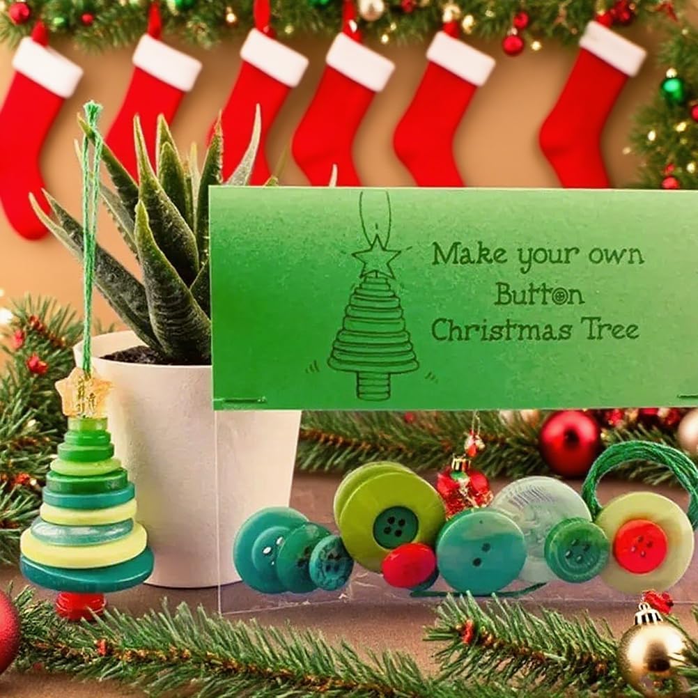 DIY Christmas Button Ornament Making Set - Snowman/Santa/Angel, Fun Holiday Craft Kit for All Ages, Ideal Xmas Tree Hanging Decor & Festive Gifts (Christmas Tree+Old Man+Snowman+Angel)