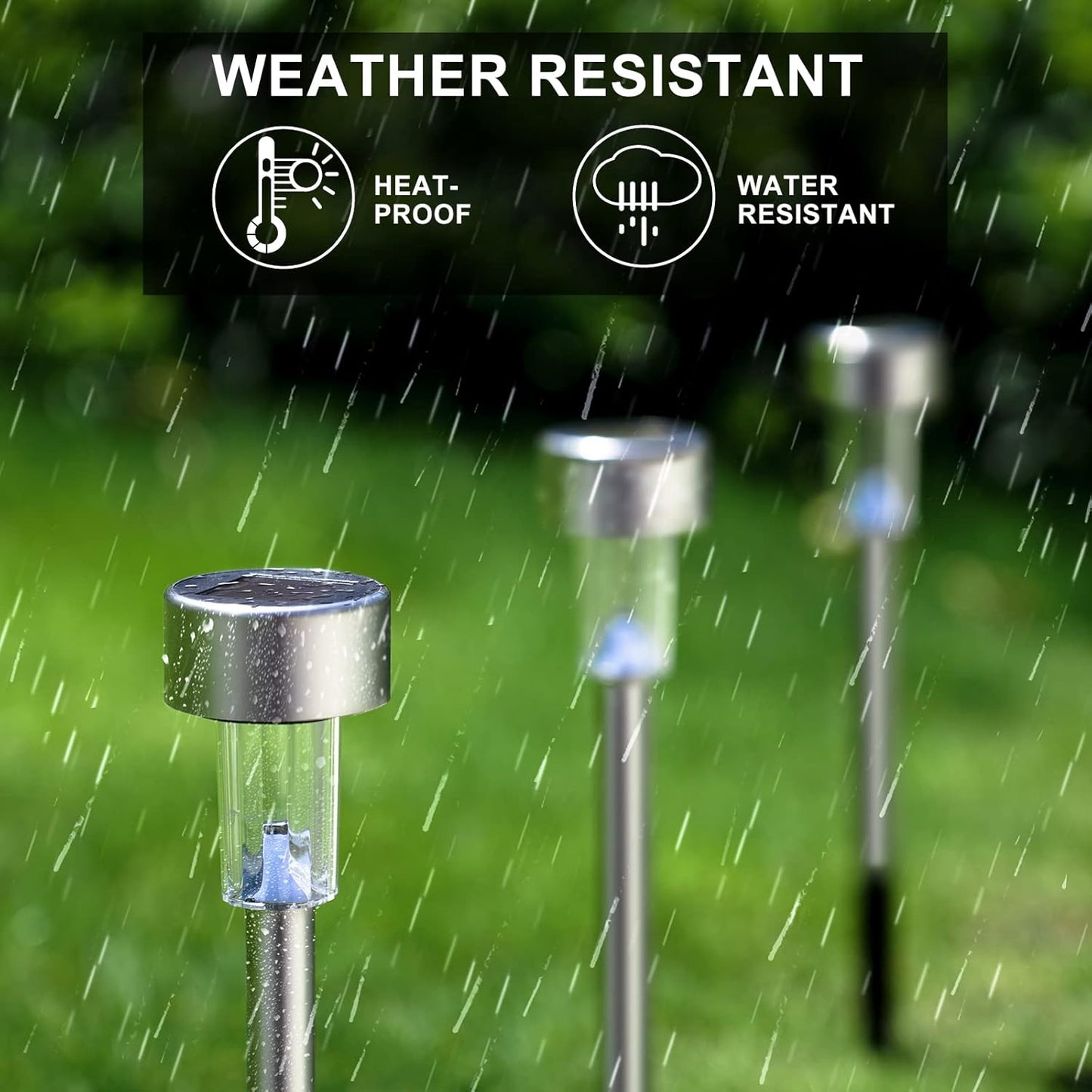 Solar Lights Outdoor Waterproof, Stainless Steel LED Landscape Lighting, Solar Garden Lights Solar Powered, Outdoor Solar Lights for Yard, Pathway, Walkway, Patio , Lawn - 12 Pack ( Cold White )