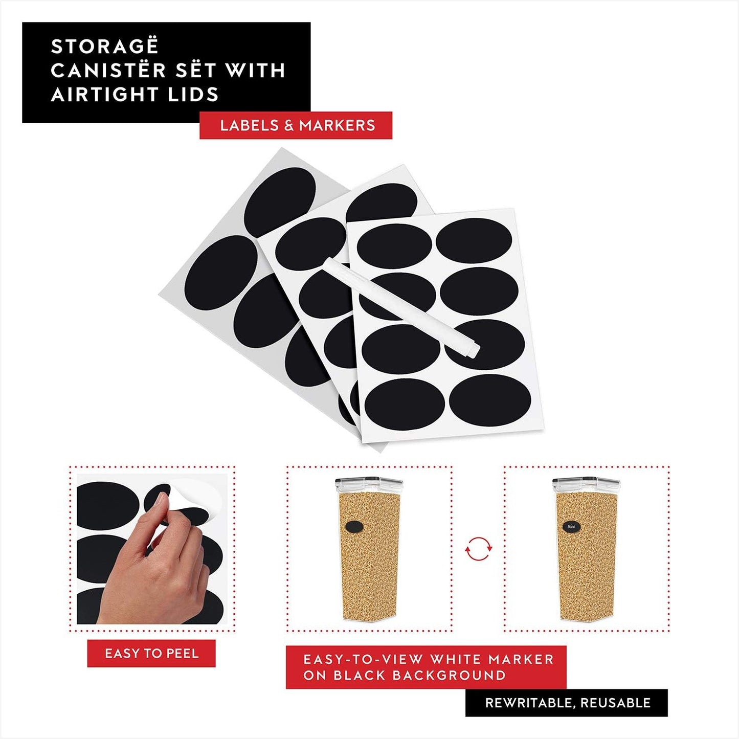 Airtight Food Storage Containers with Lids Set of 4-95 fl. oz Pasta storage Containers, BPA Free Plastic Spaghetti container - Air Tight Canisters for Kitchen Pantry Organization