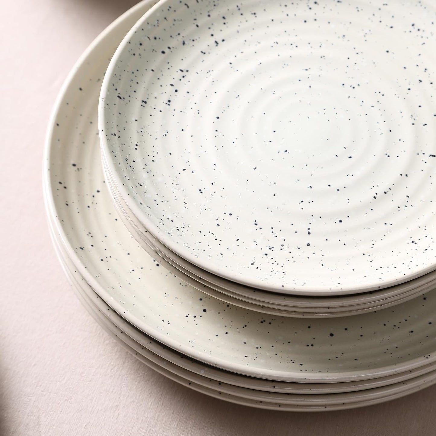 Stone Lain Dua 4-Piece Dinner Plate Set Stoneware, White