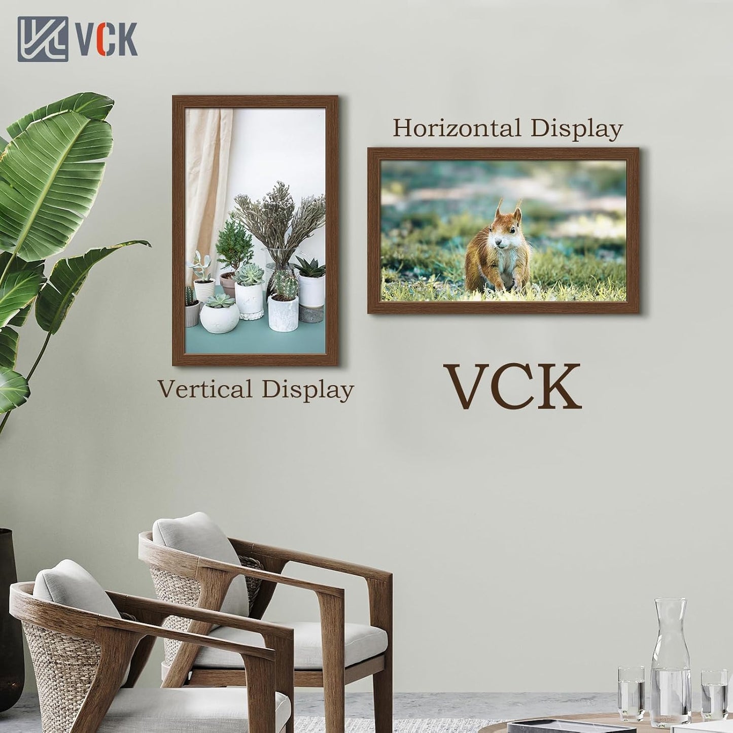 VCK 14x24 Frame Set of 3, Brown Wood Picture Frame with Exclusive Wood Grain, Wall Gallery Frame