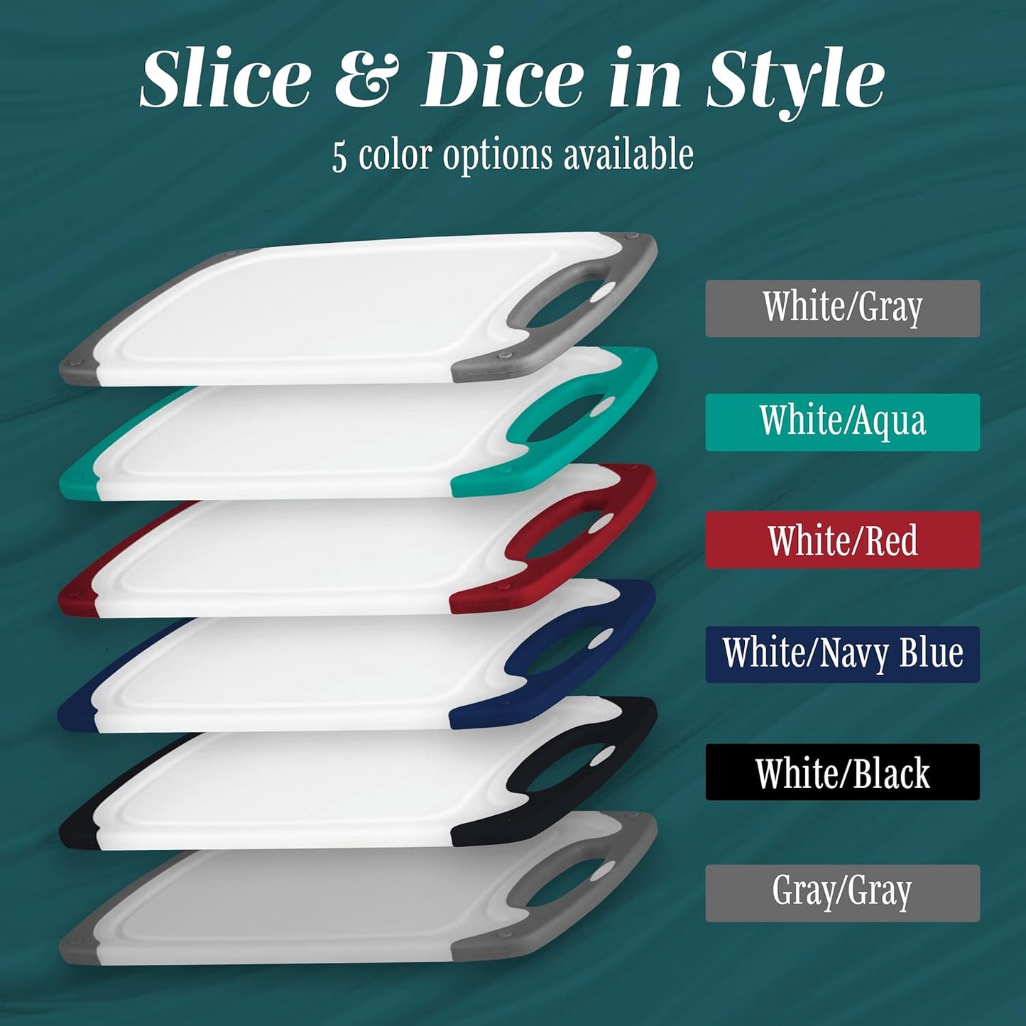 Cutting Boards for Kitchen - BPA-Free Chopping Board - Different Sizes & Non Slip Handles - Reversible, Large Cutting Board Set - Unique Gifts for Cooks Who Have Everything - 3-Pack Black