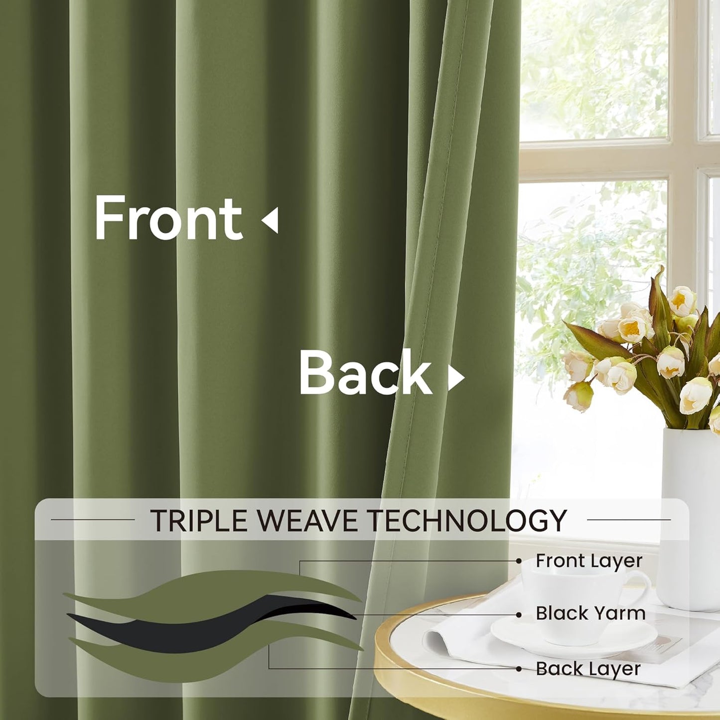 KangBang Pinch Pleat Wide Drapes for Sliding Door 60Wx105L Inches, Room Darkening Privacy Assured Polyester Curtains & Drapes Ceiling to Floor for Locker Room Living Room,2 Panels, Sage Green