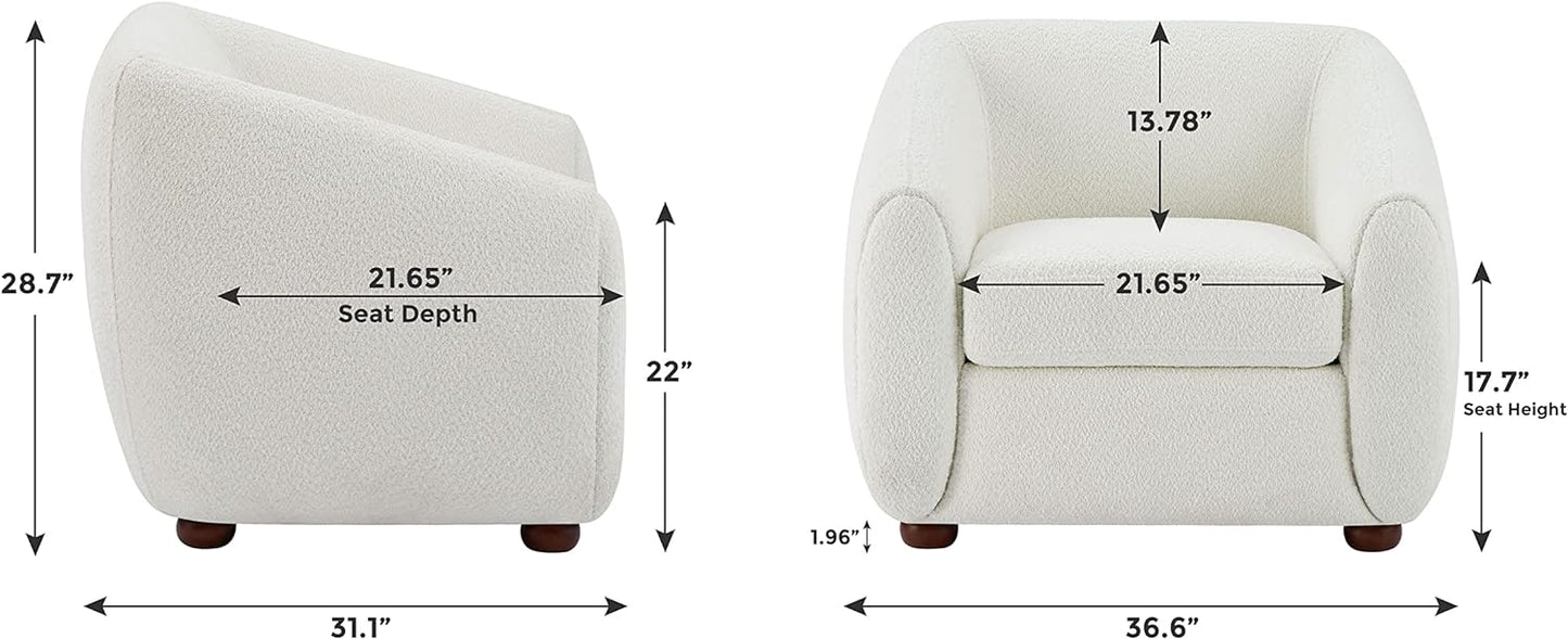 Modern Accent Chair for Living Room, Upholstered Armchair with Boucle Fabric, Single Sofa Chair with Solid Wood Legs, Boucle, Dark Grey