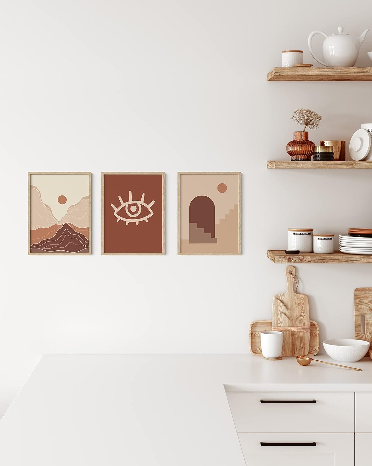 HAUS AND HUES Set of 3 9x12 Picture Frames - Wooden Natural Wood Frames, 12x9 Frame Set (Beige Oak)