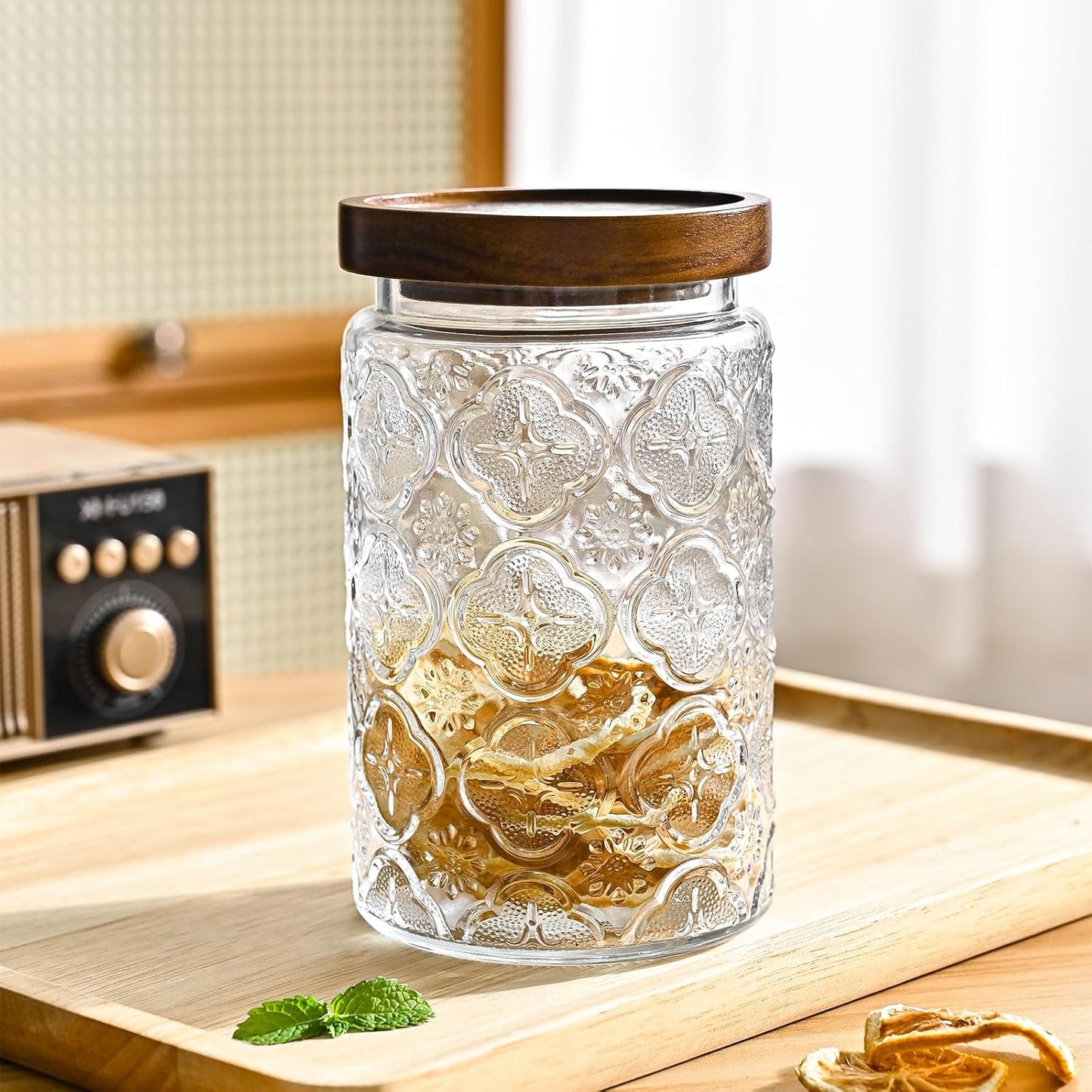 3-Pack 32oz Glass Jar With Airtight Lid,Kitchen Canisters For Countertop,Coffee Sugar Container Set,Pantry Glass Storage Containers For Flour,Candy,Loose Tea,Snack jar