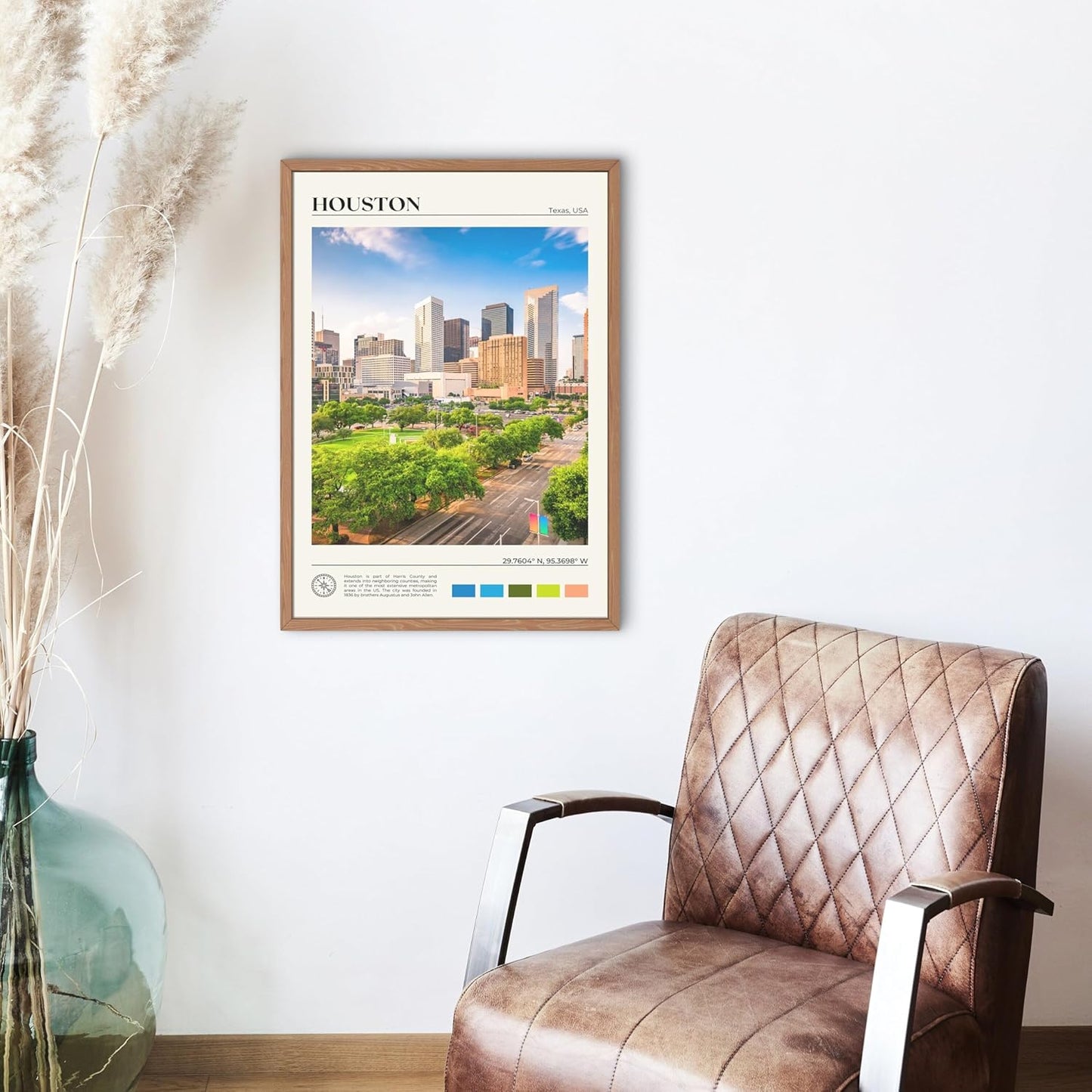 StudioUBILA Houston Wall Art Poster, Decorative Cityscape Landscape Art Prints, Home Decor Wall Art Print for Bedroom Living Room Kitchen Decorations, Unframed