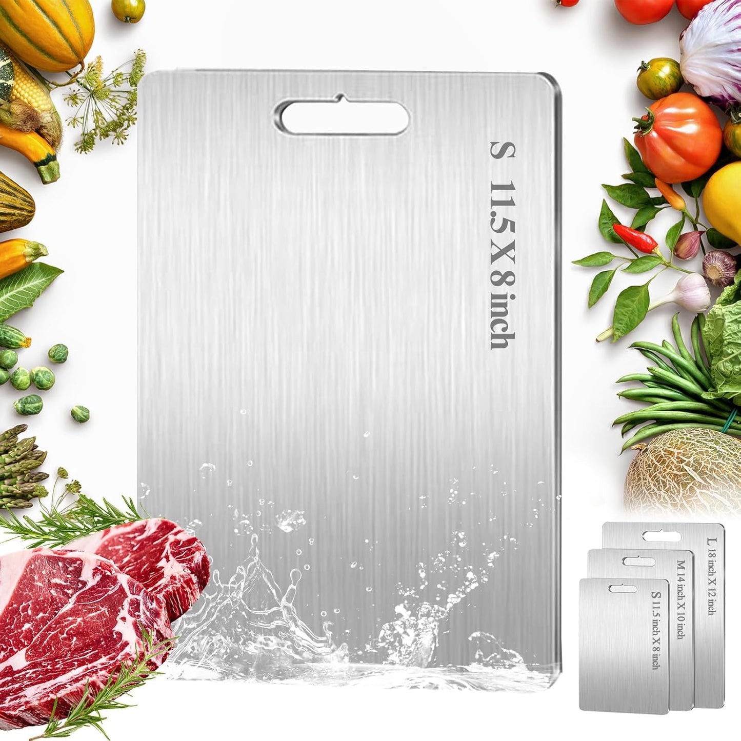 Titanium Cutting Board, 100% Pure Titanium Cutting Boards for Kitchen, Double Sided Food-Grade, Dishwasher Safe Chopping Board for Cutting Meat Vegetable Fruit (11.5"L x 8"W)