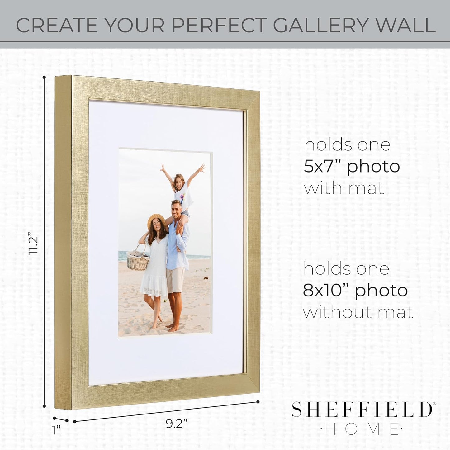 Sheffield Home 4 Piece Gallery Wall Frame Set, 8x10 Inch, Gold