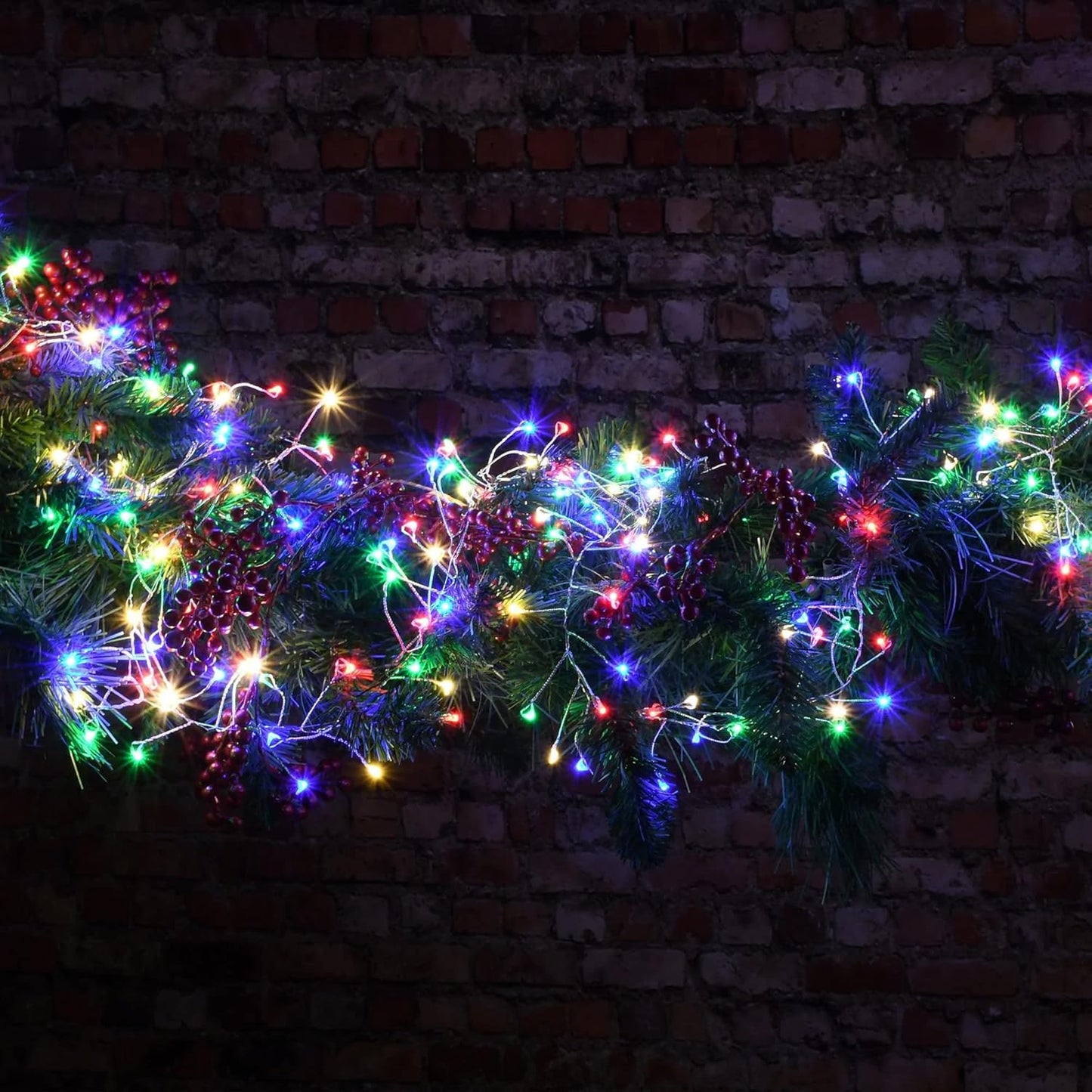 Dazzle Bright Fairy Lights Battery Operated, 2 Pack Total 40FT 120LED Silver Wire Waterproof String Lights, Christmas Decorations for Indoor Outdoor Bedroom Yard Decor, Multi-Colored