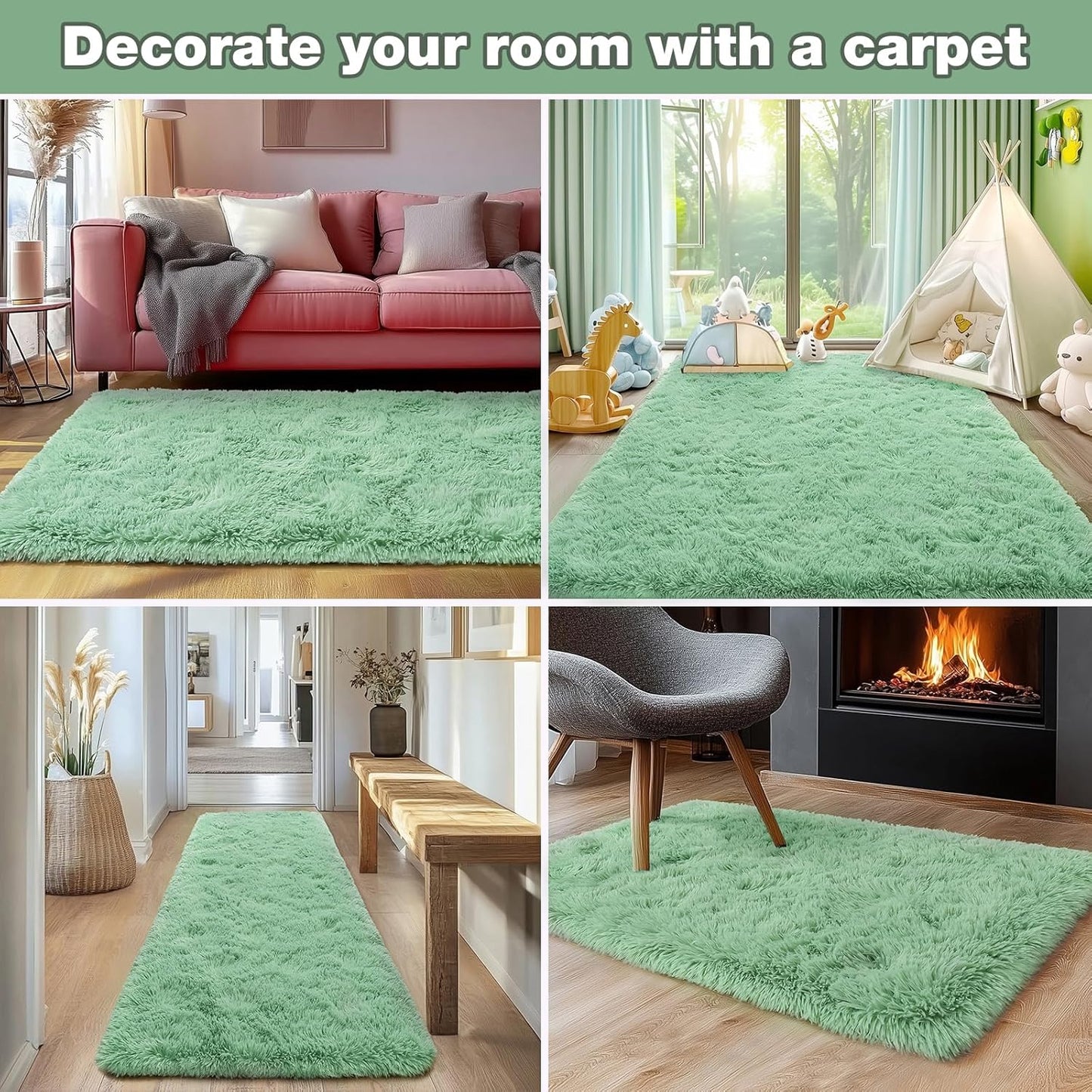 Rezutan 8X10 Feet Rug for Living Room Bedroom,Soft Large Comfy Modern Shaggy Fuzzy Kids Plush Indoor Nursery classroo Home Decor Bedside for Living Room, with Non-Slip Bottom,Camel