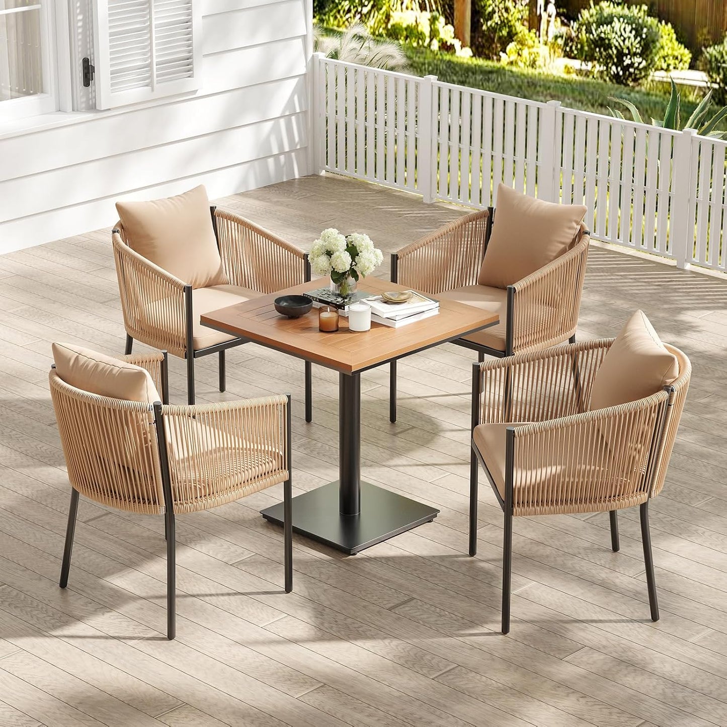 Soohow Outdoor Furniture Set for 2, Outdoor Dining Set Patio Chairs 2 Piece, Rattan Wicker Patio Furniture Chairs with Cushions for Garden, Deck, Backyard, Poolside