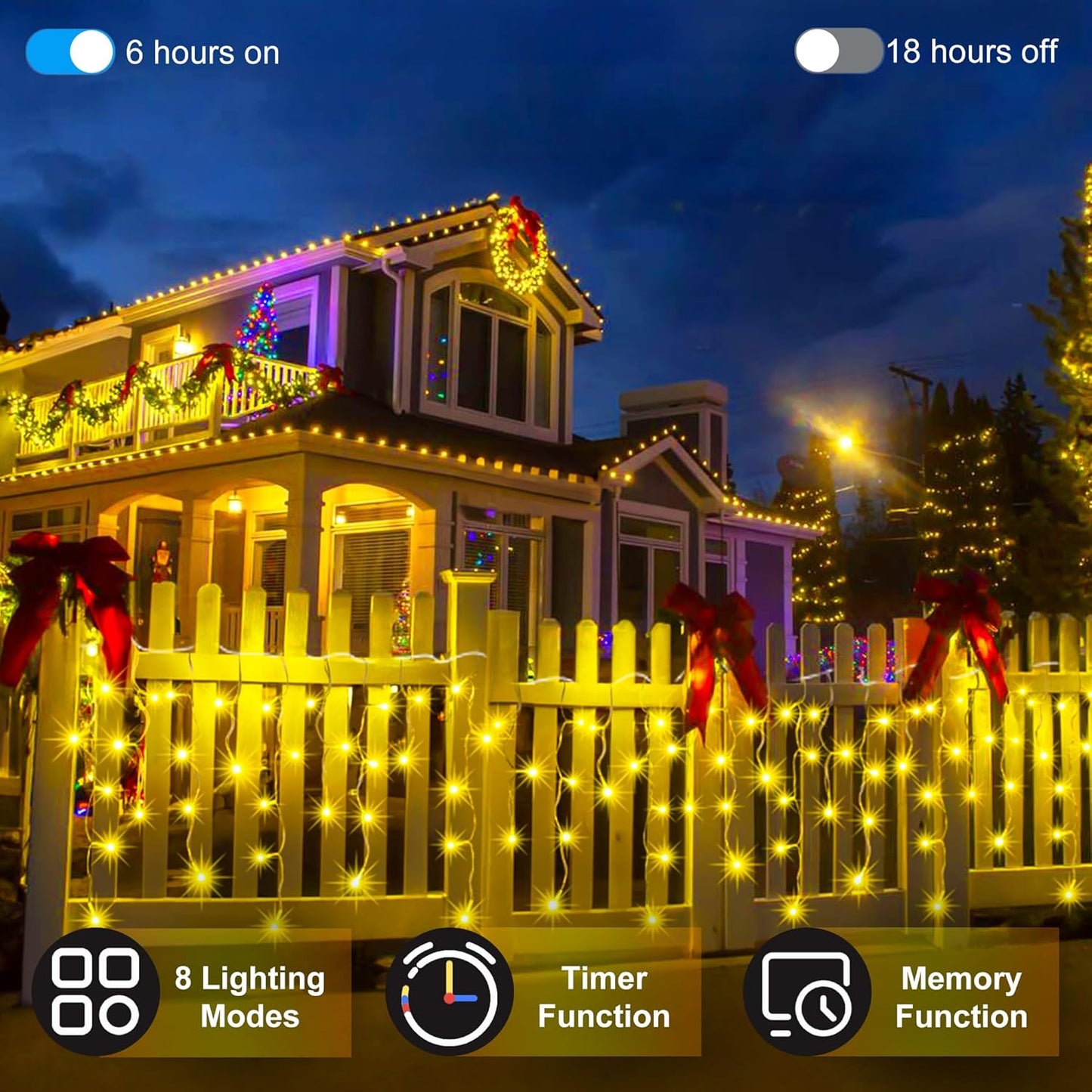 792 LED Christmas Outdoor Lights with 176 Drops, 82ft Hanging Curtain Lights 8 Modes, Christmas Fairy Lighs with Timer & Memory for House Roof Holiday Wedding Christmas Decor (Warm White)