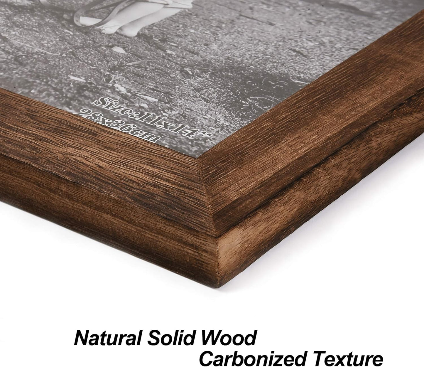 Yaetm-11x14 Picture Frame, Natural Solid Wood Photo Frame Display for Wall Mounting, High Definition Glass Carbonized Black(2 Pack)