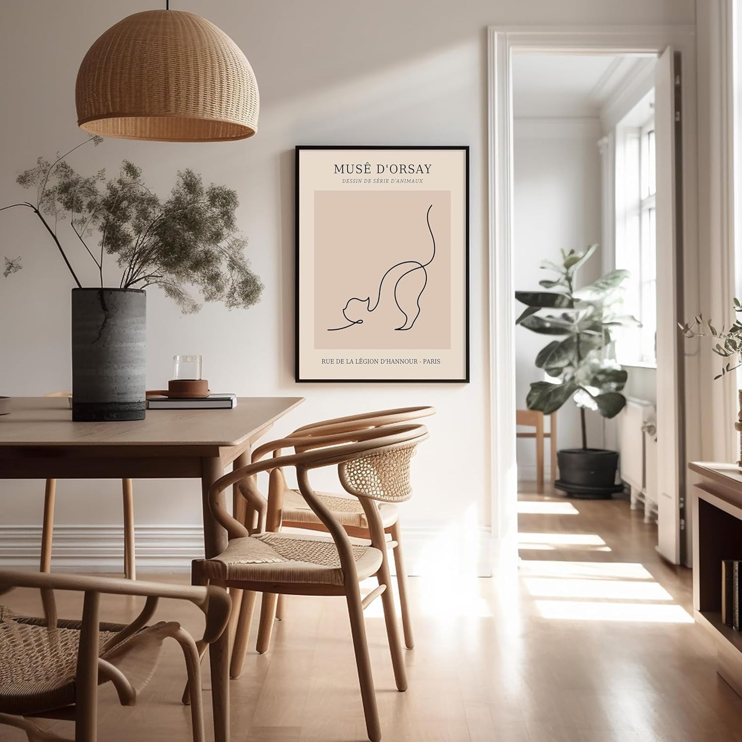 Poster Master Vintage Poster - Retro One Line Cat Drawing Print - Cat Art - Minimal Gift for Men, Women, Animal Lover - Abstract Wall Decor for Home, Office, Bedroom - 16x20 UNFRAMED Wall Art