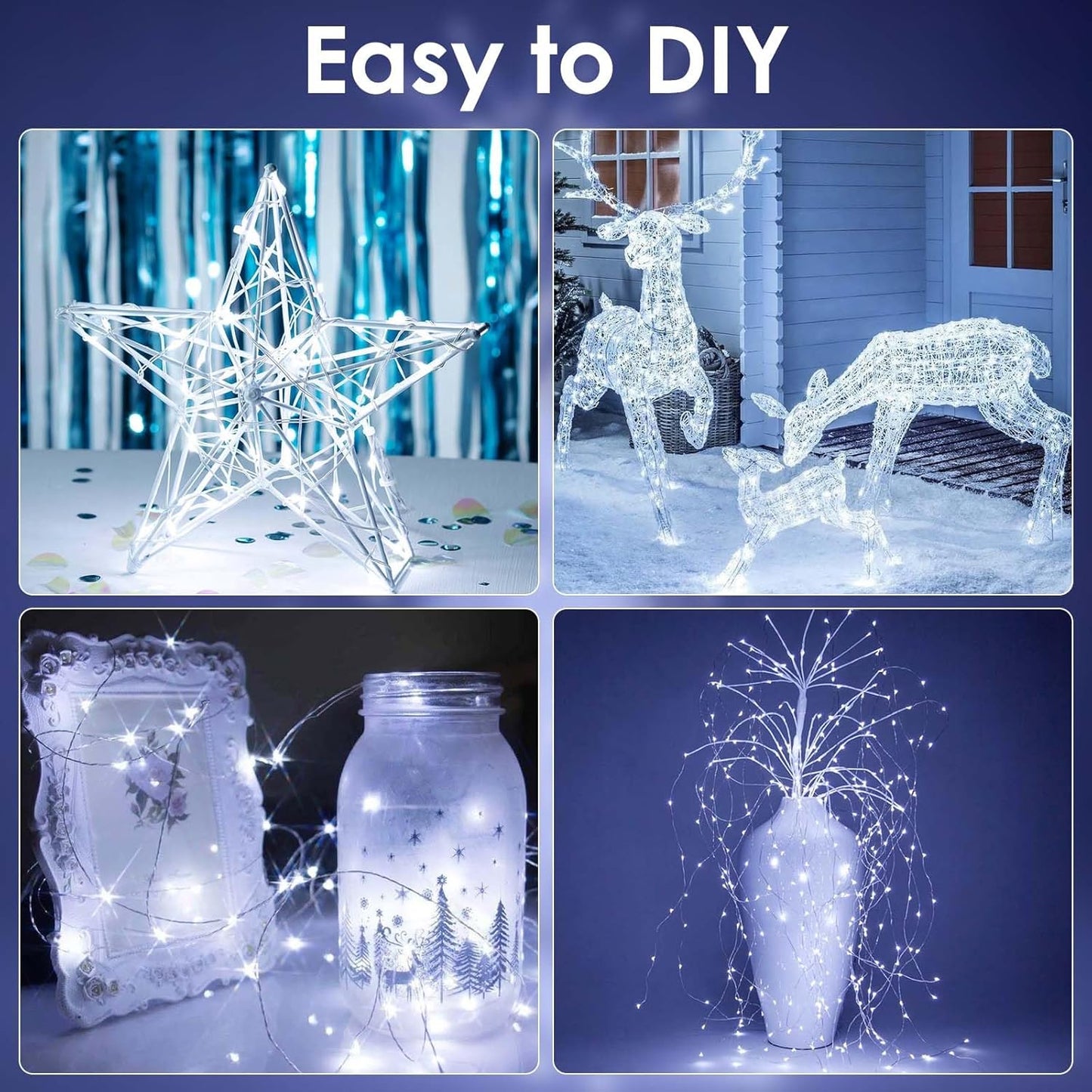 2-Pack Fairy Lights Battery Operated with Timer, Waterproof 16FT 50 LED String Lights Indoor Outdoor, Cuttable Starry Fairy Lights for Christmas Home Bedroom Wedding DIY Centerpiece Decor (Cool White)