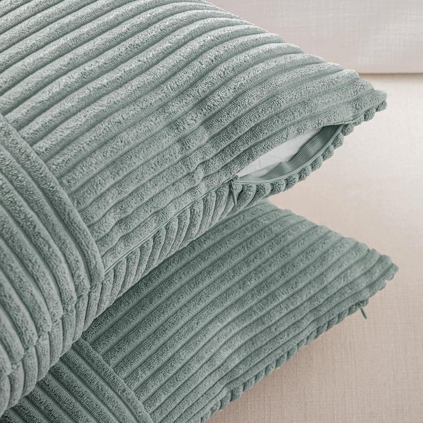 Fancy Homi 2 Packs Grey Blue Decorative Throw Pillow Covers 22x22 Inch for Couch Bed Sofa, Rustic Farmhouse Boho Home Decor, Soft Corss Corduroy Patchwork Accent Square Cushion Case 55x55 cm
