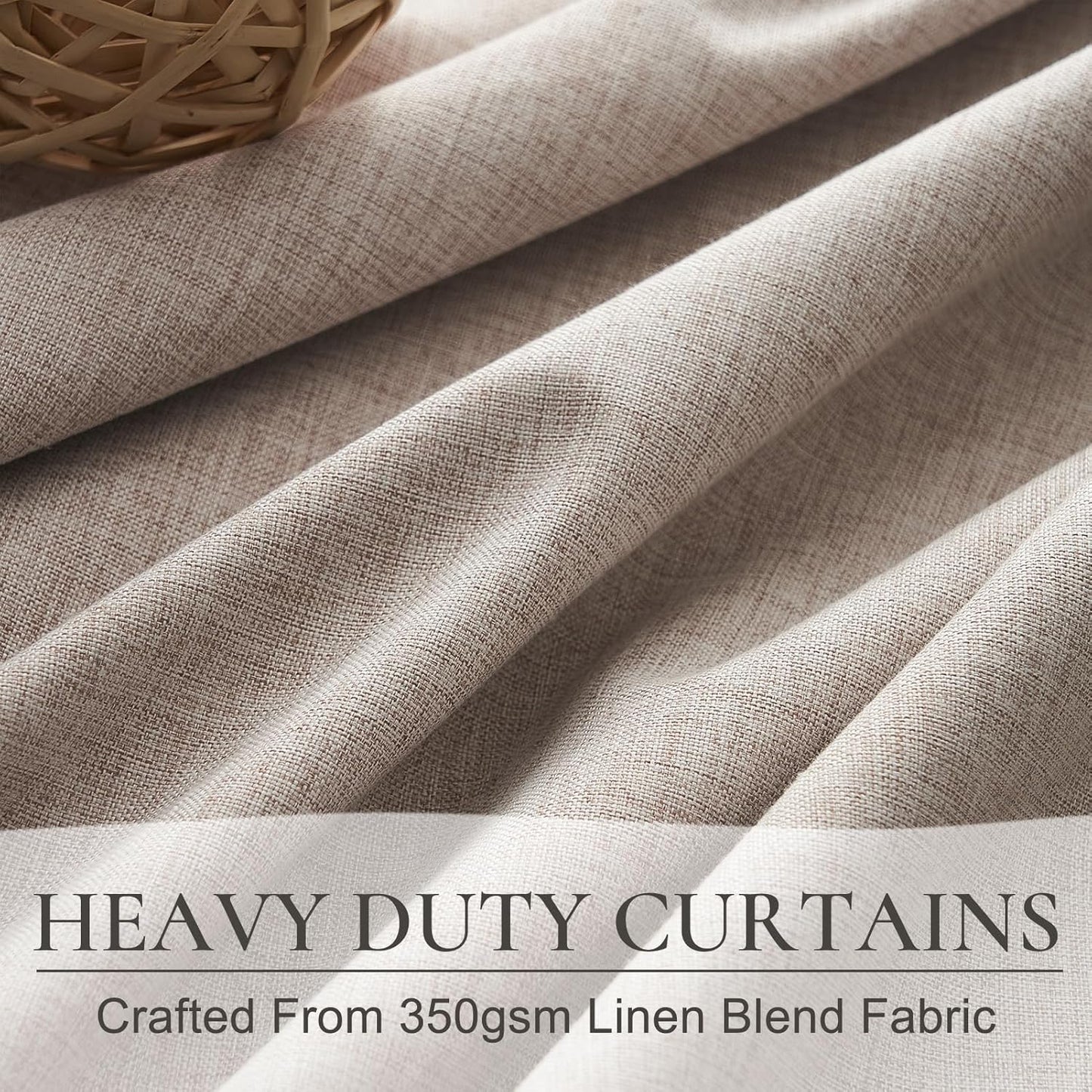 Pinch Pleated Heavy Burlap 78 Inch Length Curtains for Kids Room 2 Panels Set,Rustic Natural Linen Blend Blackout Curtain for Nursery Back Tab 78 Inches Soundproof Window Drapes 40" Wx78 L