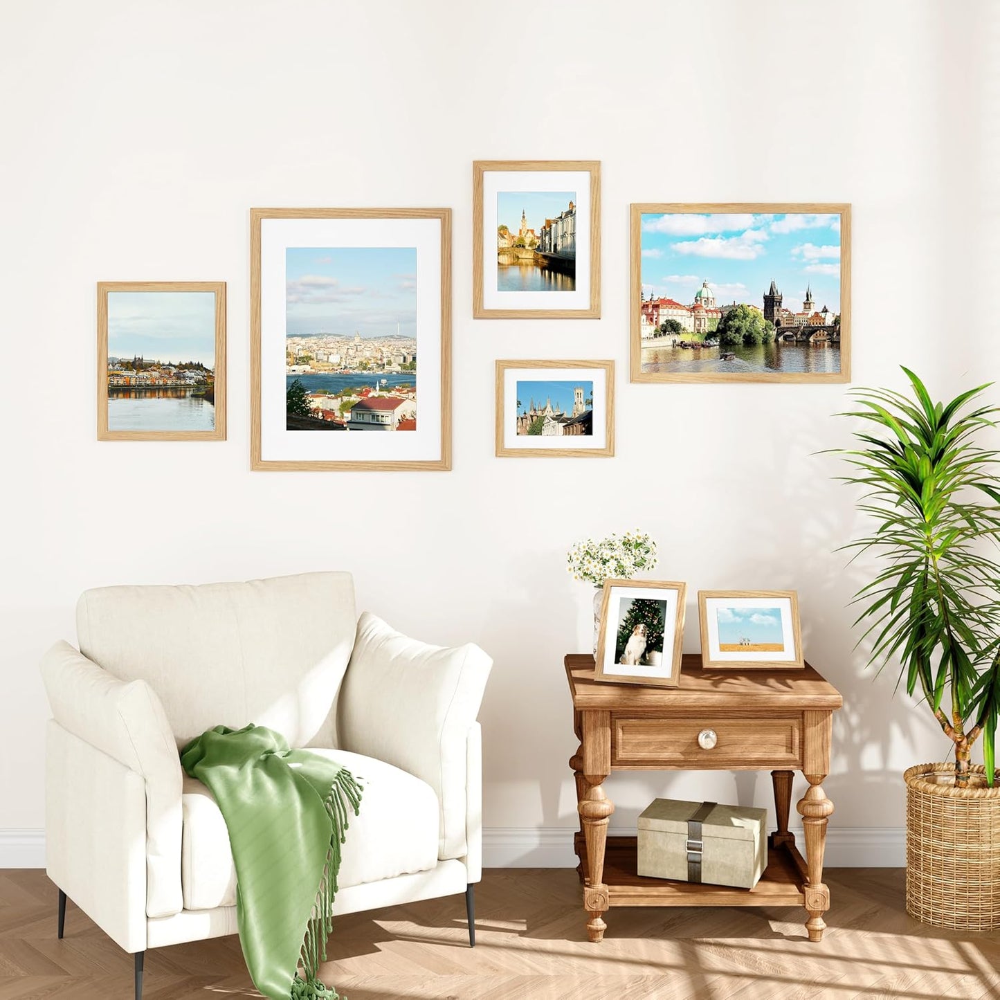 IBUYKE 8x10 Picture Frame,Solid Oak Wood 8x10 Photo Frame with Mat to 5x7,10x8 Picture Frames With Tempered Glass,Tabletop or Wall Mount Display,Home Decor,Natural Oak 8 x 10 Frame,UWPF0810N