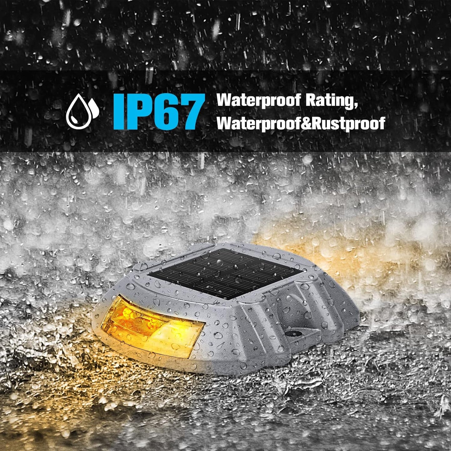 Solar Deck Lights Driveway Dock Lights, VOLISUN 8-Pack Led IP67 Waterproof Outdoor Warning Step Lights for Driveway Sidewalk Garden Pathway Yard(Warm White)