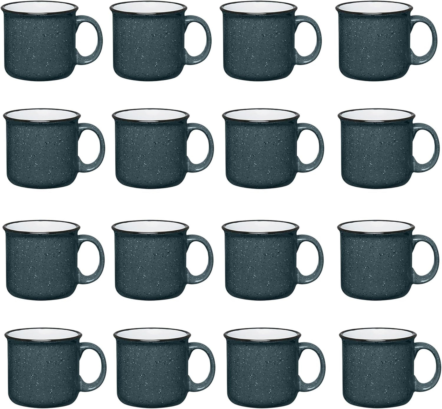Set of 16 Ceramic Campfire Mugs – 15 Oz, Gray – Coffee & Tea Cups for Home, Work, Travel, Camping – Customizable, Great for DIY, Events, Companies