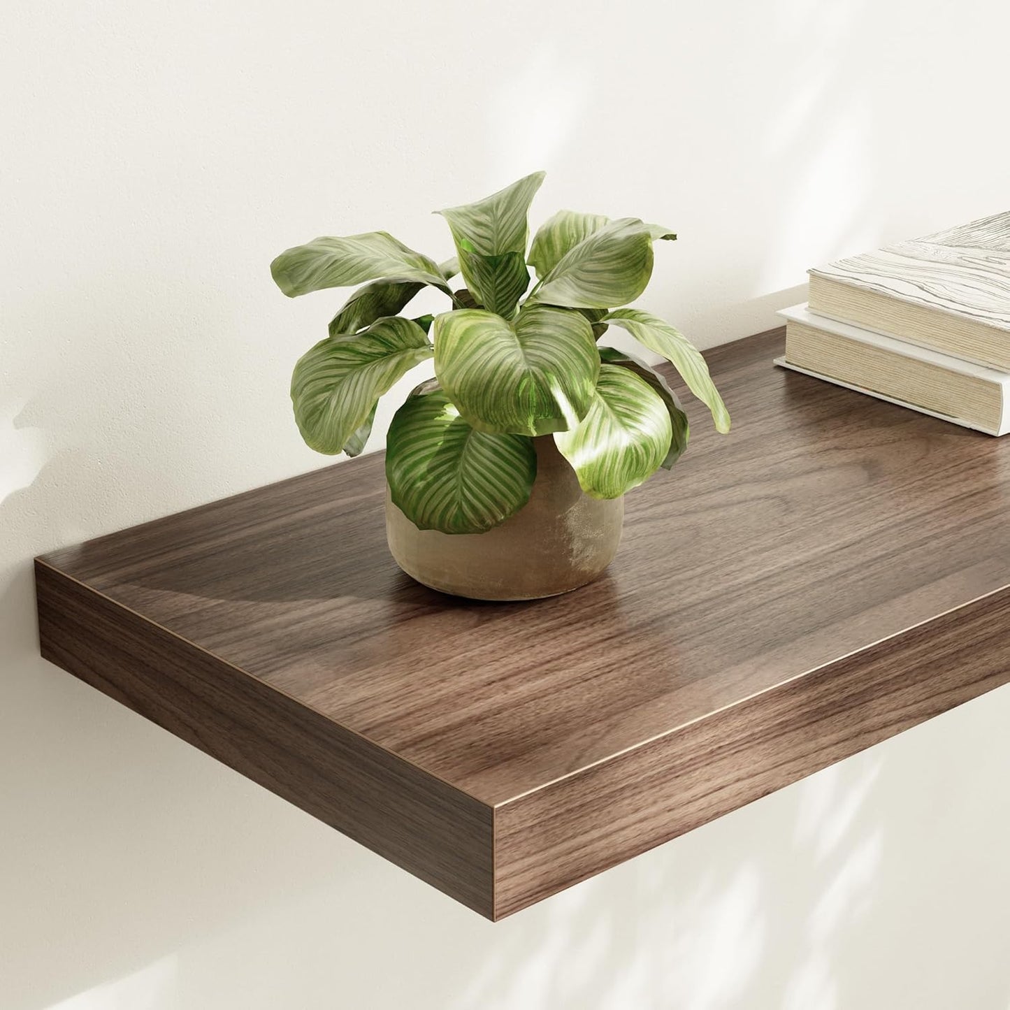 Large Floating Shelves for Wall Set of 3 Wooden Wall Shelves 30 in x 12.75 in x 2 in Room Decor Long Shelf with Invisible Wall Mount Bracket for Bedroom Kitchen Living Room Walnut