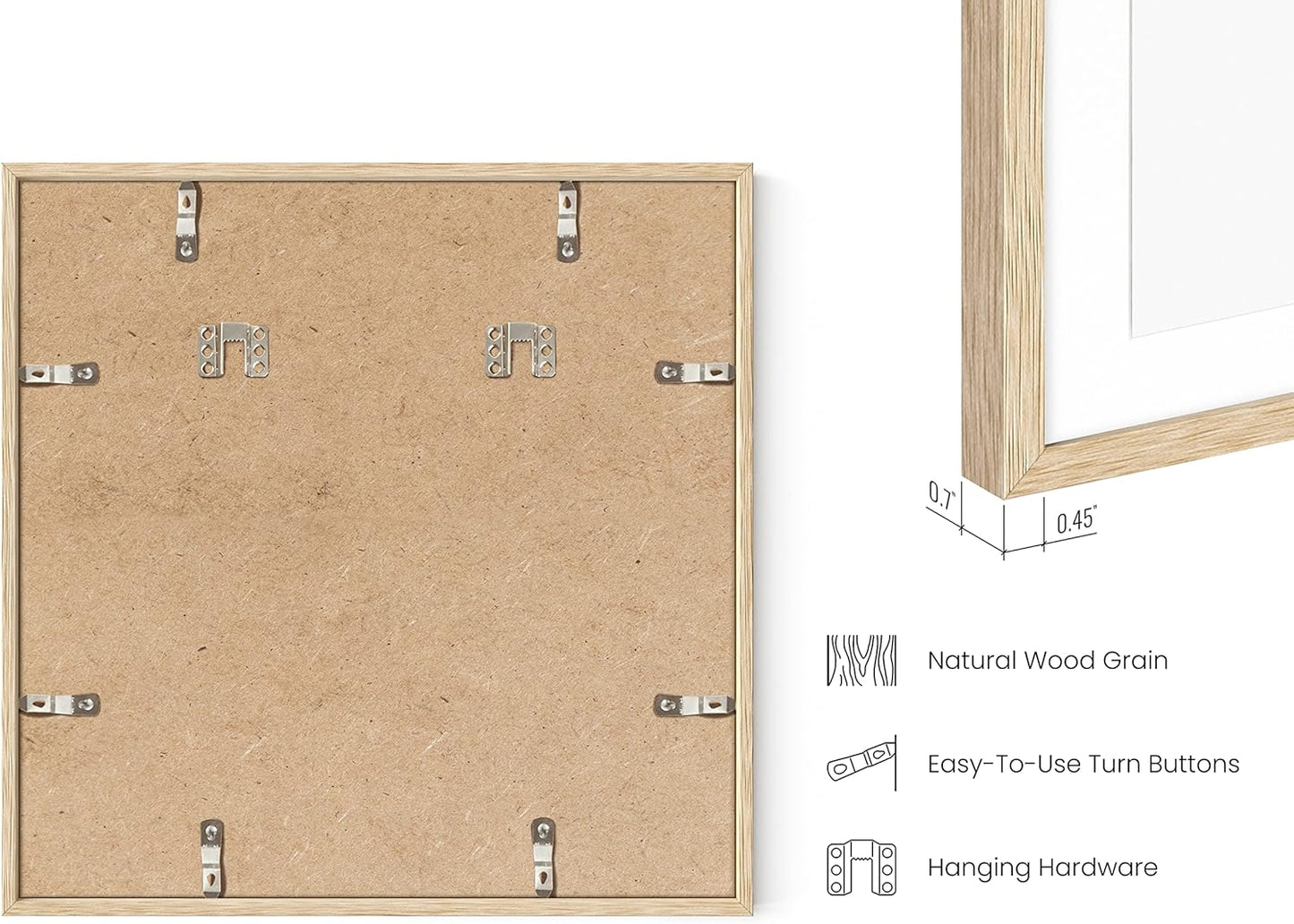 HAUS AND HUES Square Frames 16x16 Set of 9 - Picture Gallery Wall Frame Set, 16x16 Frames for Posters, 16 x 16 Picture Frames, Painting 16 x 16 Frames, 9 Square Gallery Wall Set (Beige Oak Frames)