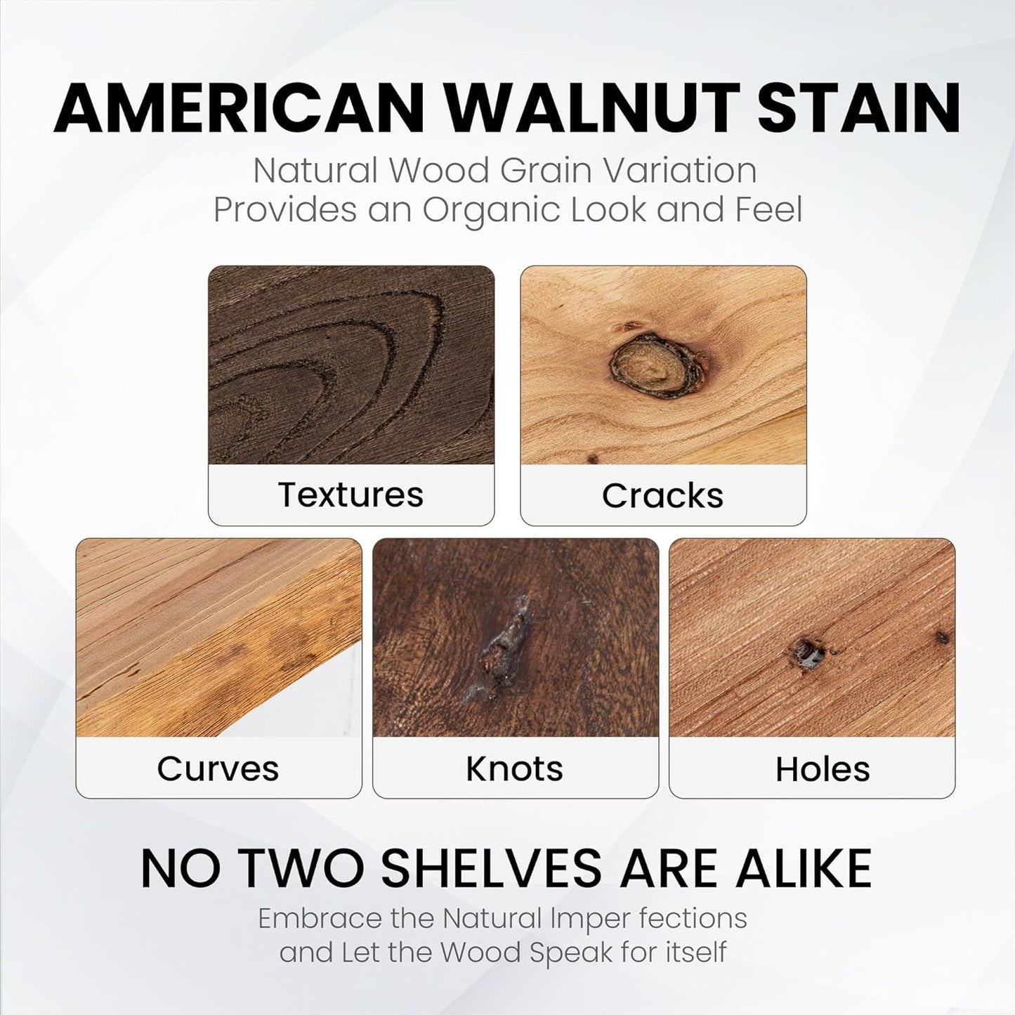 Floating Shelves for Wall, 36" Live Edge Solid Elm Wood Floating Shelf, Wall-Mounted Display Shelves with Invisible Heavy-Duty Metal Bracket, Floating Shelf for Kitchen (Natural, Set of 2)