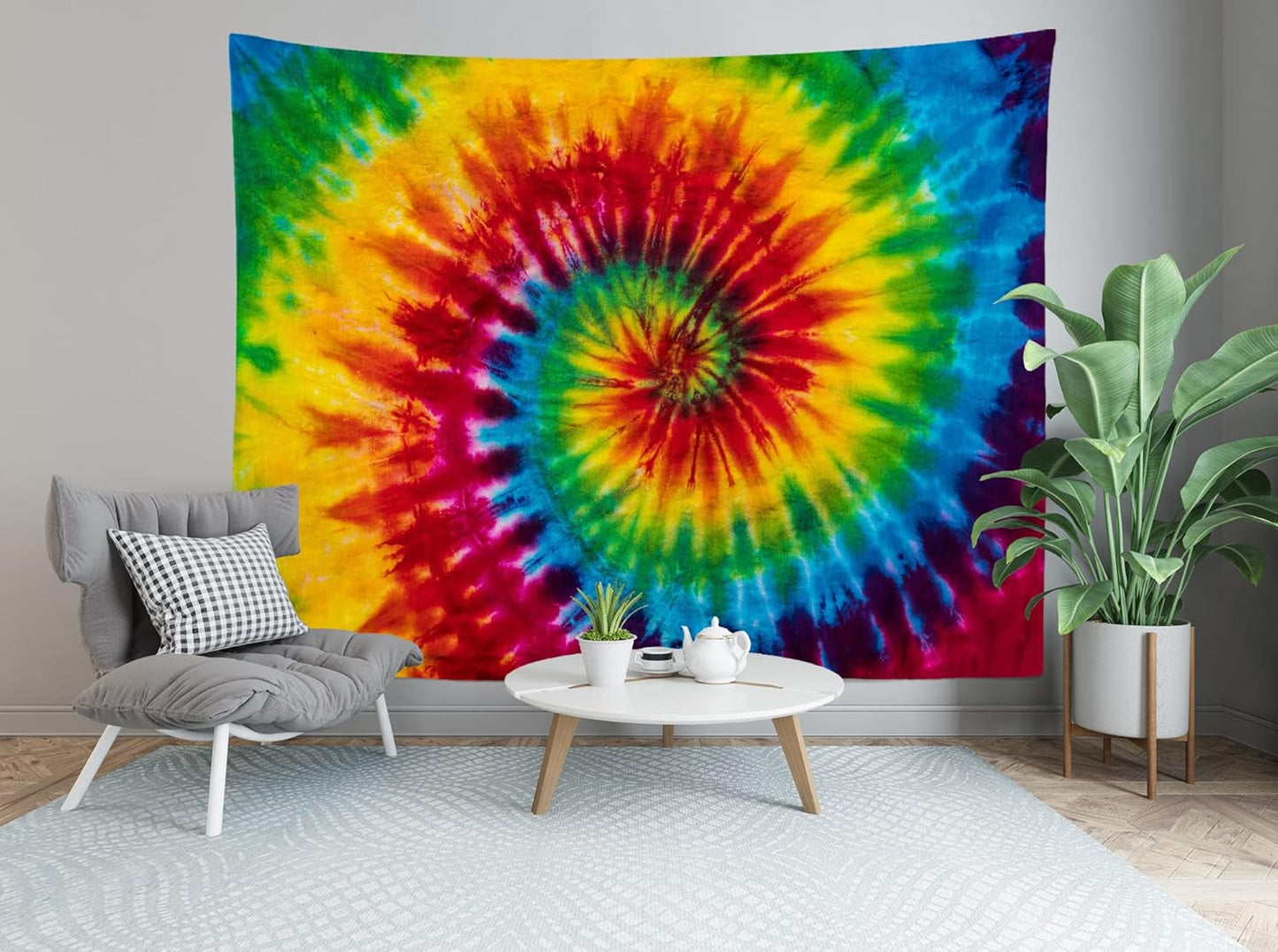 Loccor Tie Dye Tapestry Fabric Colorful Rainbow Spiral Tie Dye Hippie Theme Wall Hanging Decor LGBT Gay Pride Banner Birthday Party Decorations Home Bedroom Decor 80Lx60W Inches
