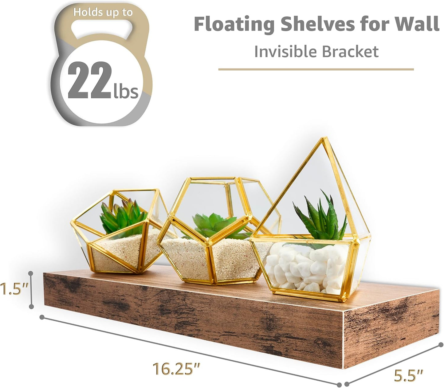 Sorbus Floating Shelves for Wall, Bathroom Shelves Wall Mounted for Kitchen, Bedroom, Bathroom Storage Over Toilet, Hanging Book Shelf for Wall Home Decor Living Room (Mahogany, 3 Pack)