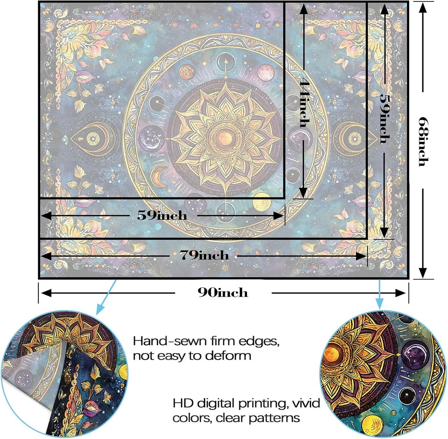 Lunerfex Mandala Solar System Tapestry Boho Tapestry for Bedroom Galaxy Tapestries Wall Hanging Living Room Wall Art and Home Decor 44x60