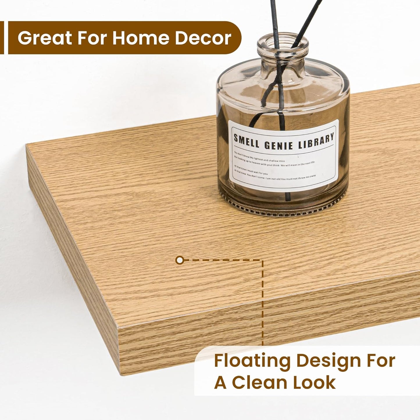 Fun Memories Floating Shelves for Wall, 32 Inch Rustic Wood Wall Mounted Shelves for Bathroom, Bedroom, Kitchen, Living Room, Deep Floating Shelves for Storage & Home Decor (Oak, Set of 2)