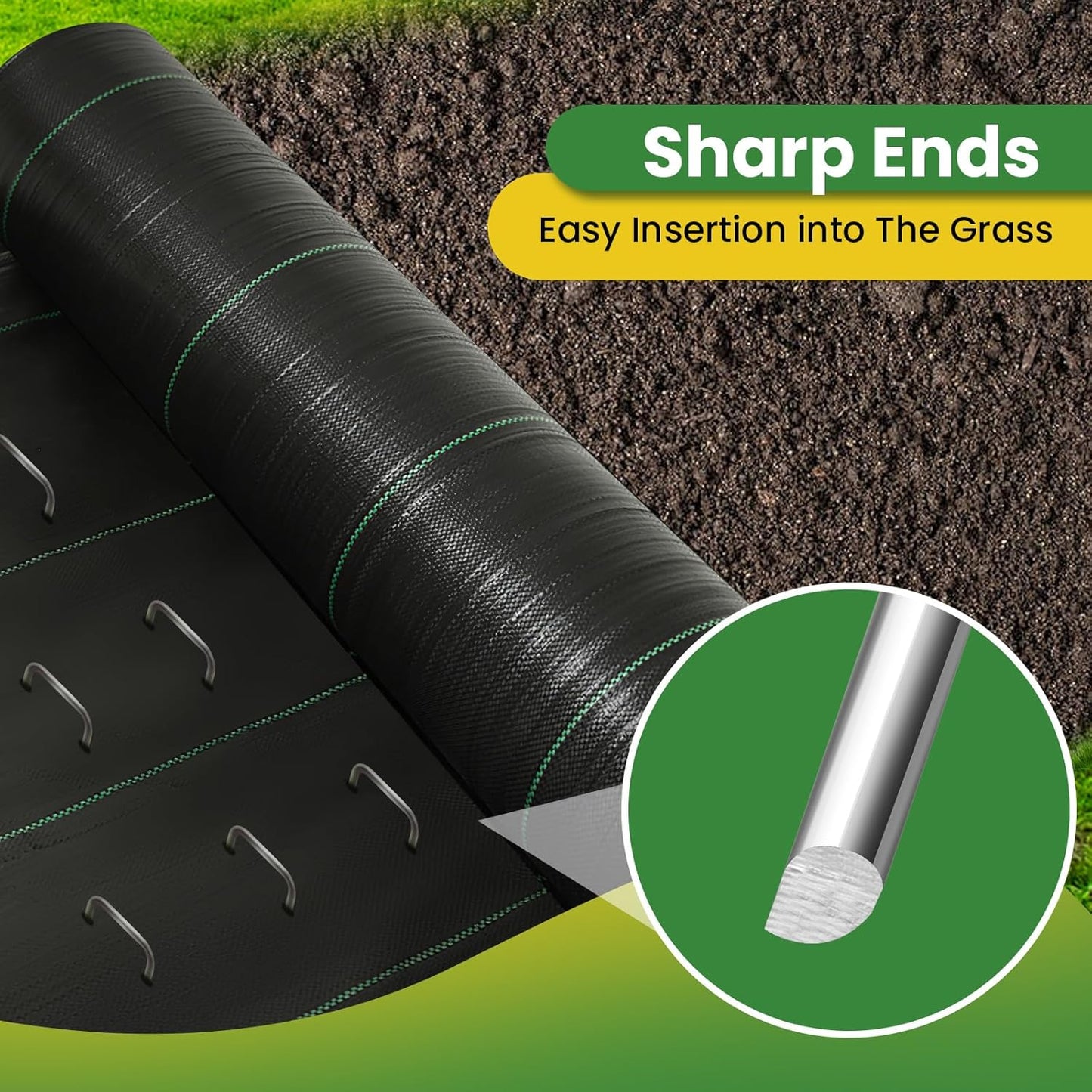 Landscape Staples Galvanized 10 Inch 60 Pcs, Metal Garden Stakes 1.6 Inch, Garden Staples for Weed Barrier Lawn 11 Gauge